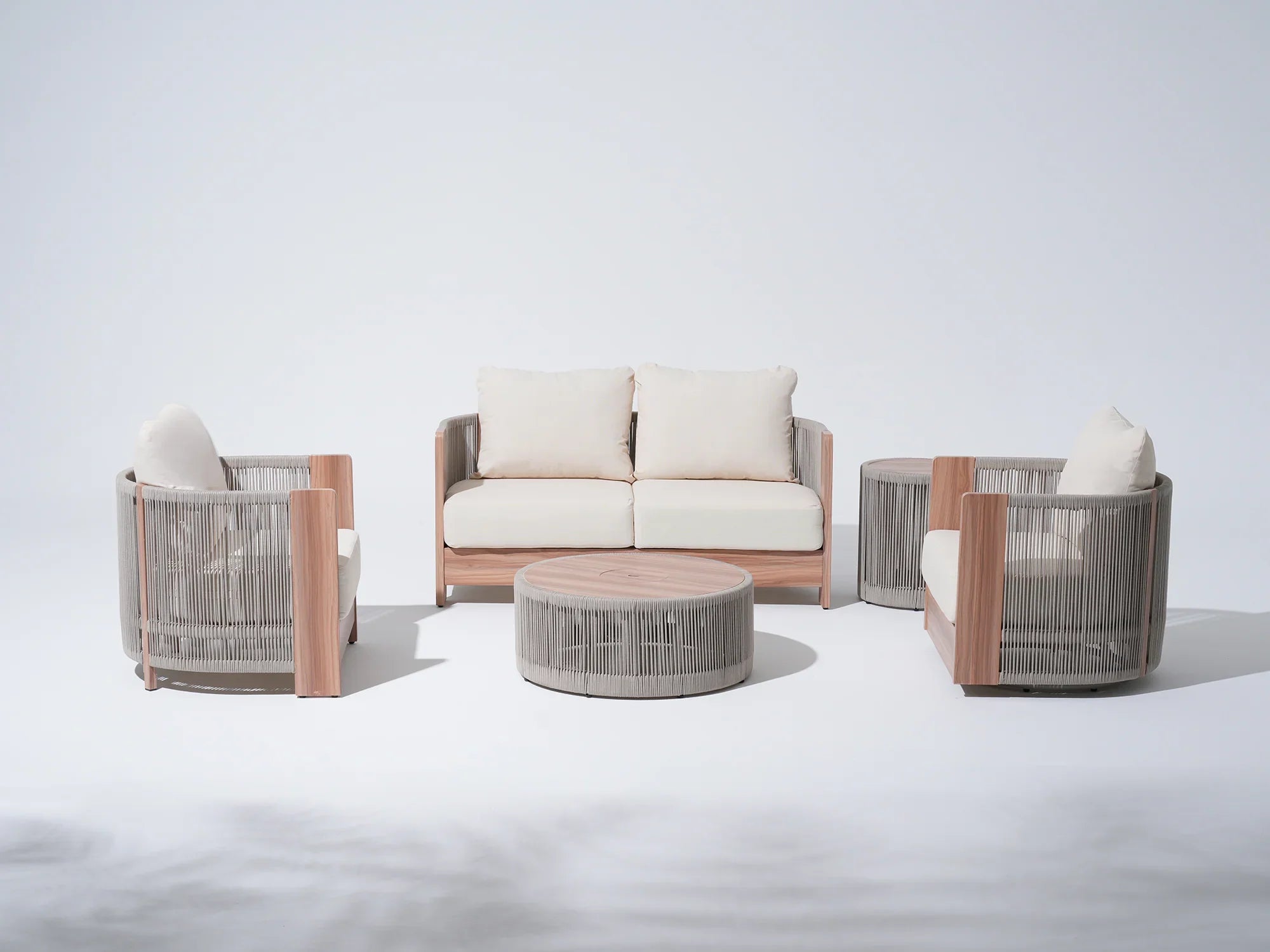 Irati 4 seats Rope Outdoor Seating Set with 2 Tables, Built-in Storage Space#Style_5-pc Loveseat Set