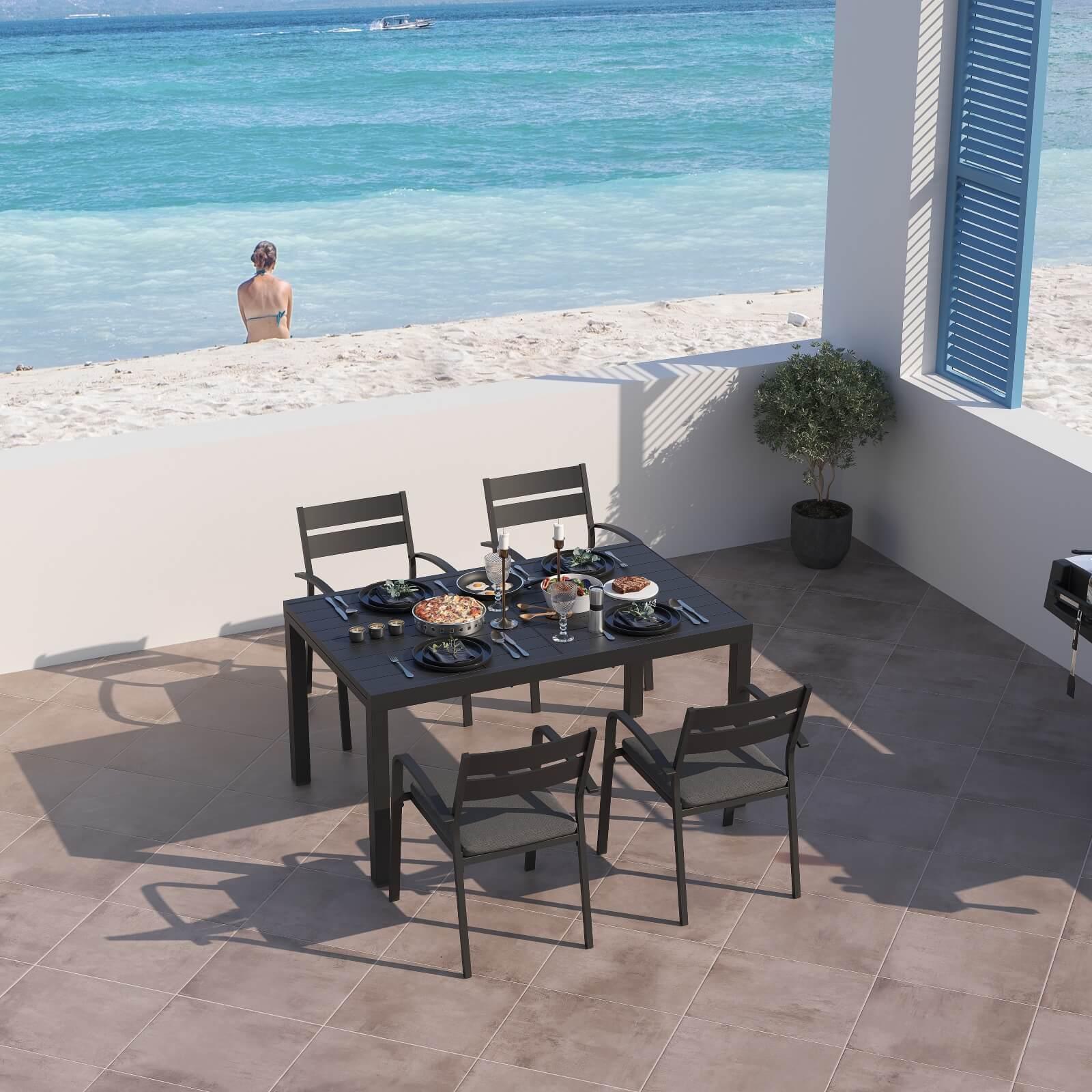 Salina gray Aluminum Outdoor Dining set for 4 people - Jardina Furniture#color_Dark Grey