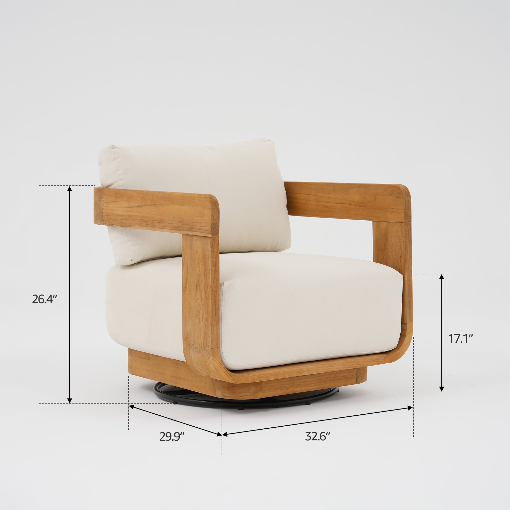 Sintra FSC-Certified Solid Teak Outdoor Lounge Set, 2 Swivel Chairs, Olefin Cushions