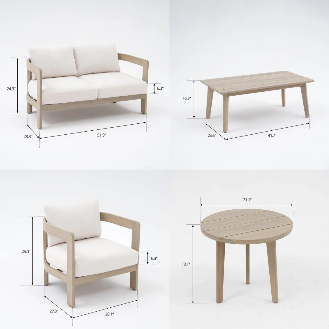 Outdoor furniture set with dimensions