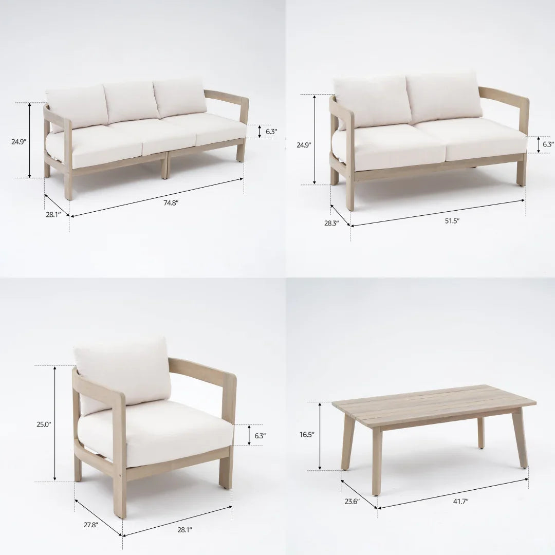 Outdoor furniture set with dimensions