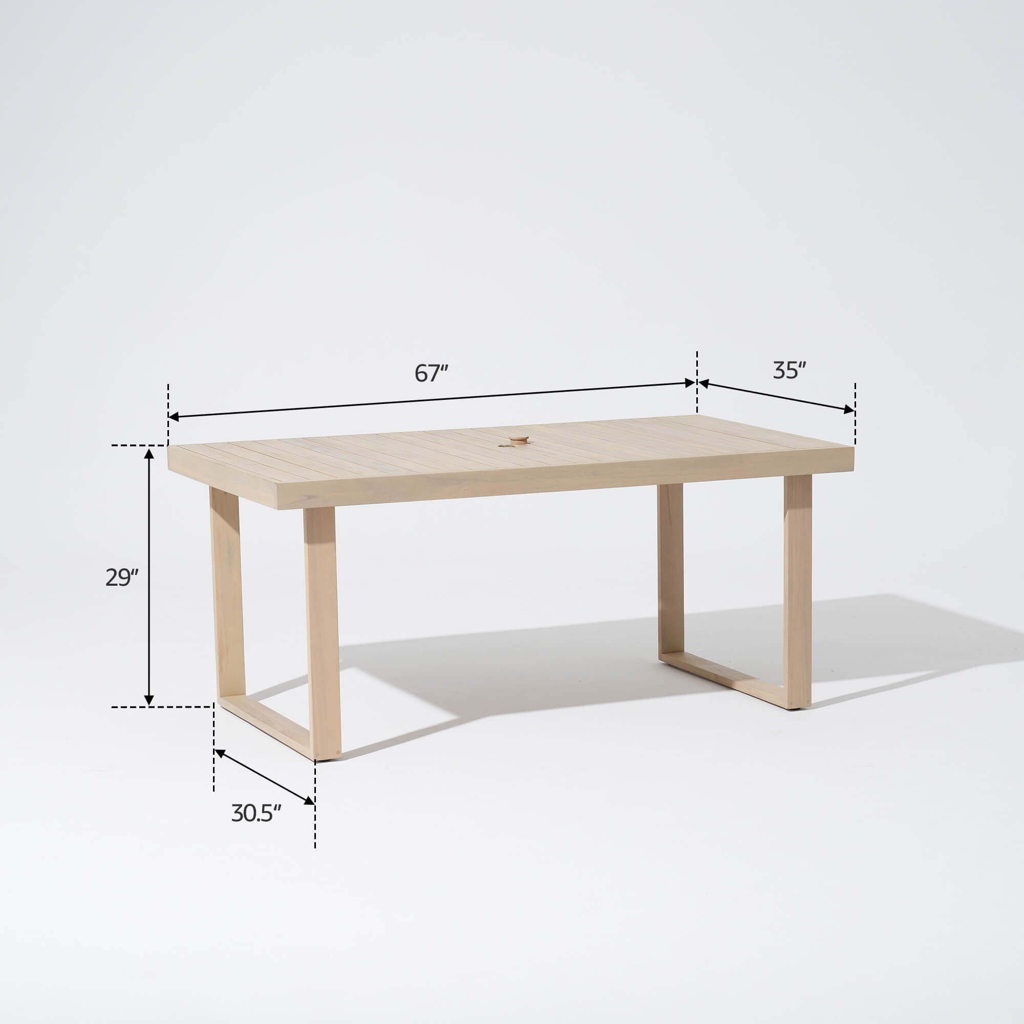 Wooden dining table dimension 67''