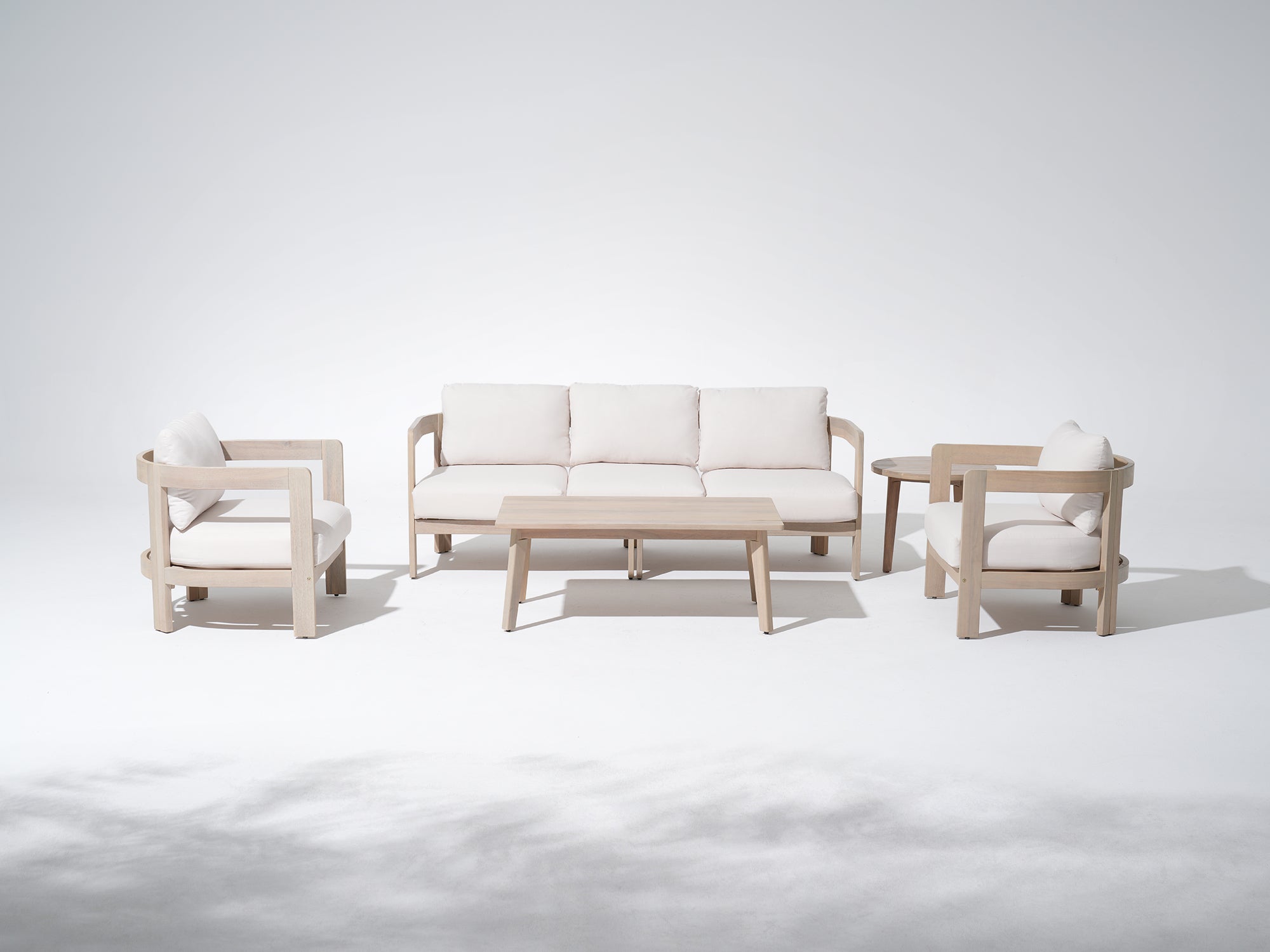 5 Seats acacia Wooden Outdoor Sofa conversation Set, Mixed Tables & 6.3''Thick Cushions