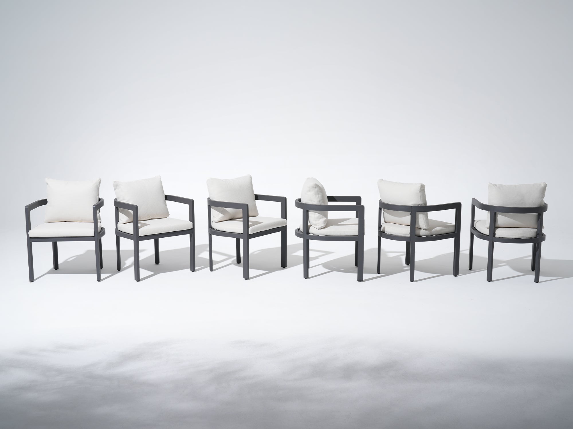 Sova Outdoor Aluminum Dining Chairs, Charcoal Frame, U-Shaped Design, Set of 2/4/6