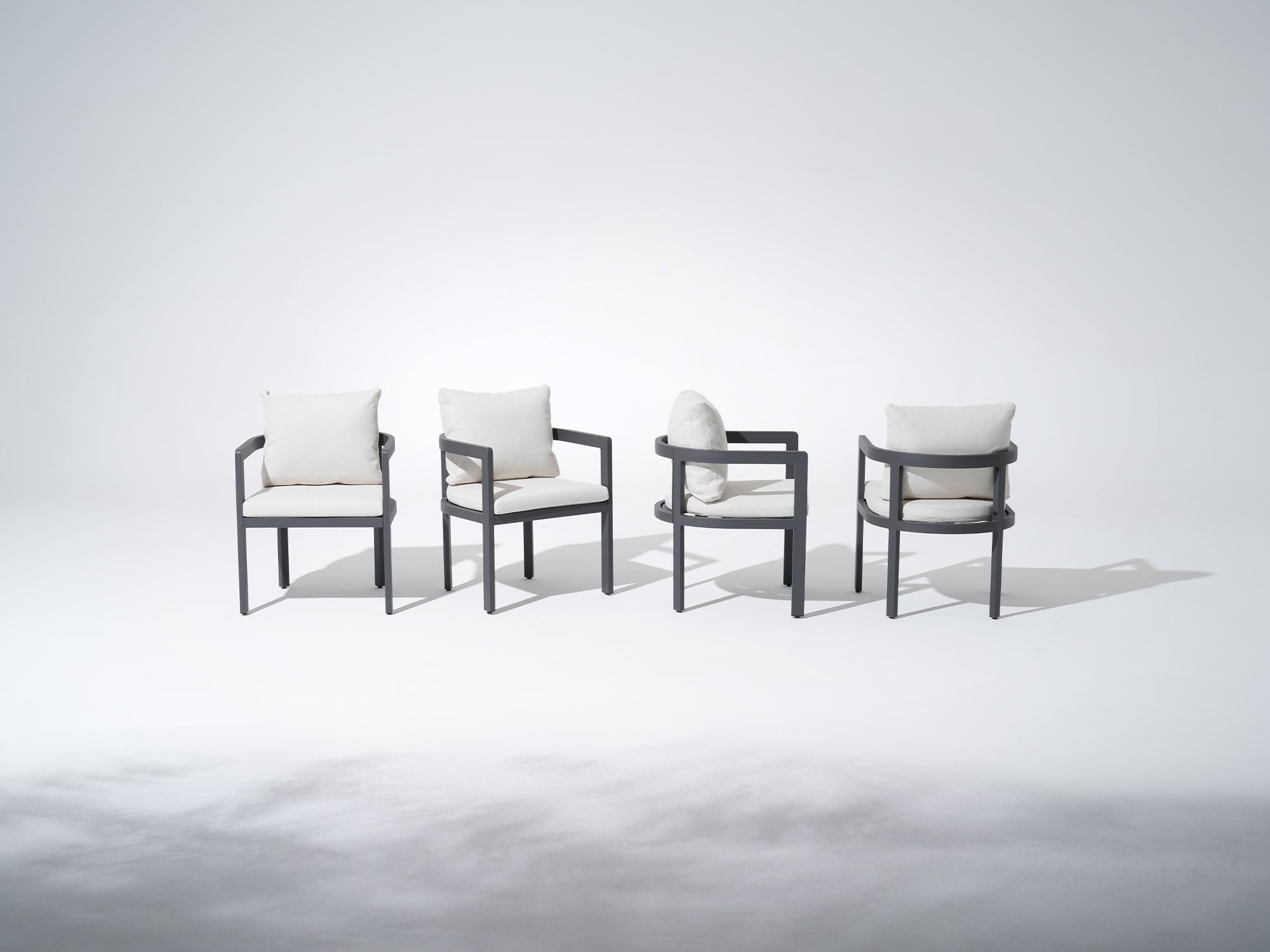 Sova Outdoor Aluminum Dining Chairs, Charcoal Frame, U-Shaped Design, Set of 2/4/6