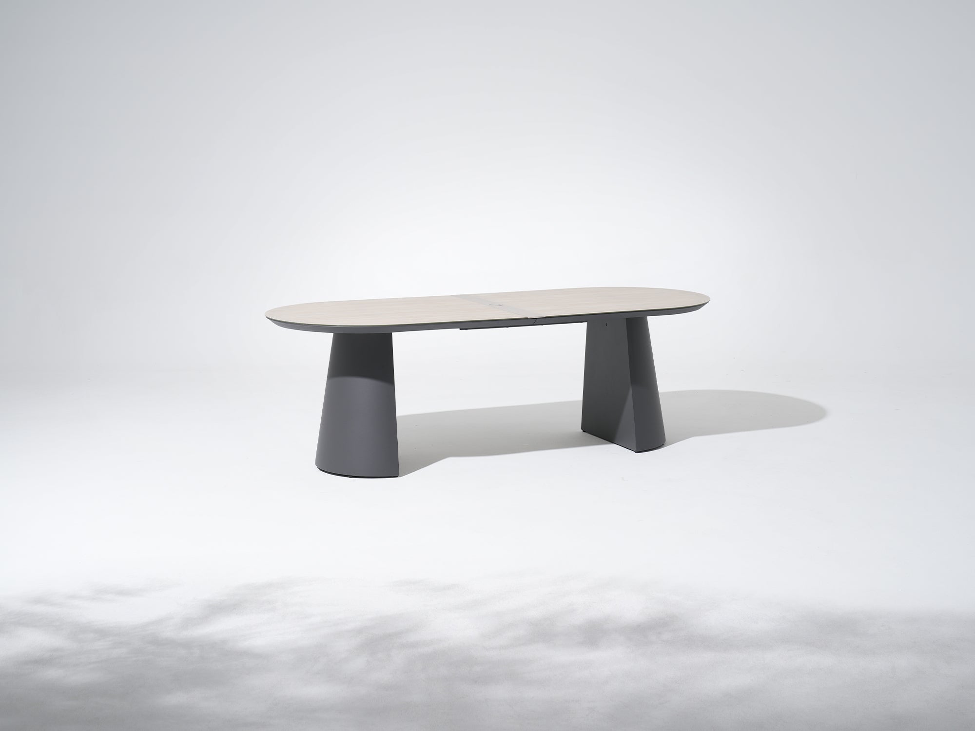 Sova Aluminum Outdoor Dining Table For 6 with Umbrella Hole, Tempered Glass Tabletop