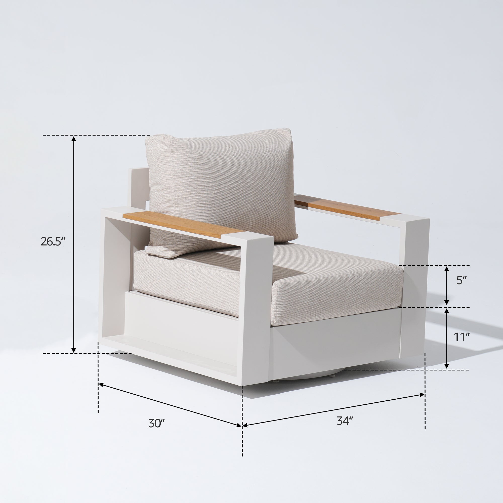 Addison 3-Piece Outdoor Swivel Chair Set, Wide Armrests & Side Table, Modern Patio Furniture
