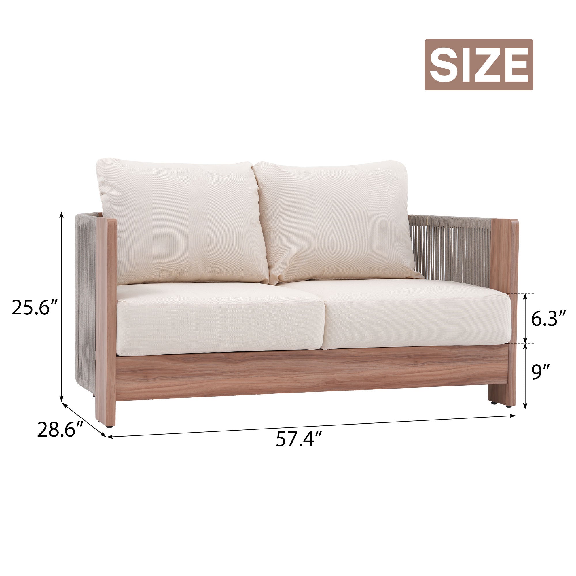 Irati Swivel Lounge chair & Loveseat , Rope Design, Aluminum Frame, 6.5” Thick Cushion