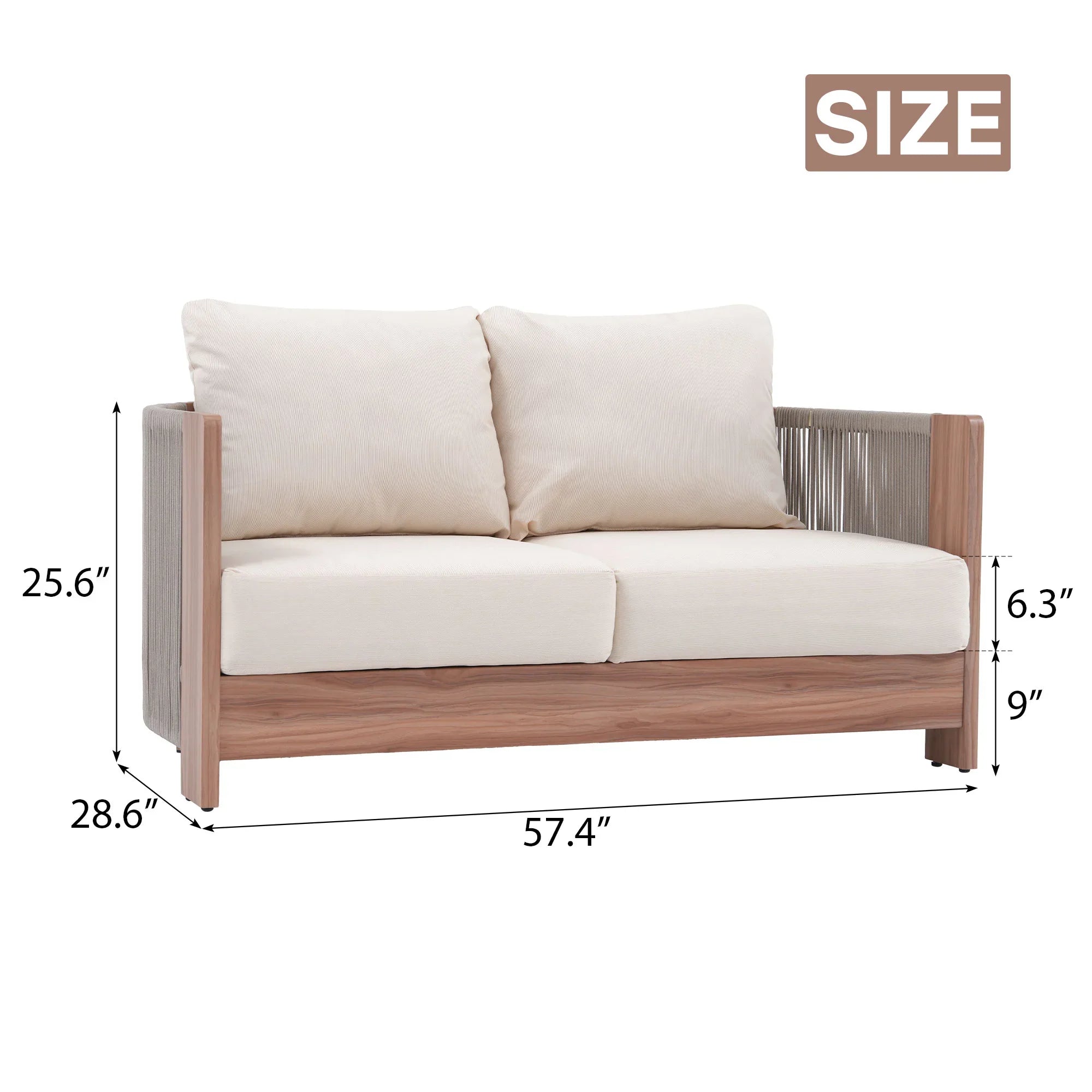 Dimensions of Irati outdoor loveseat