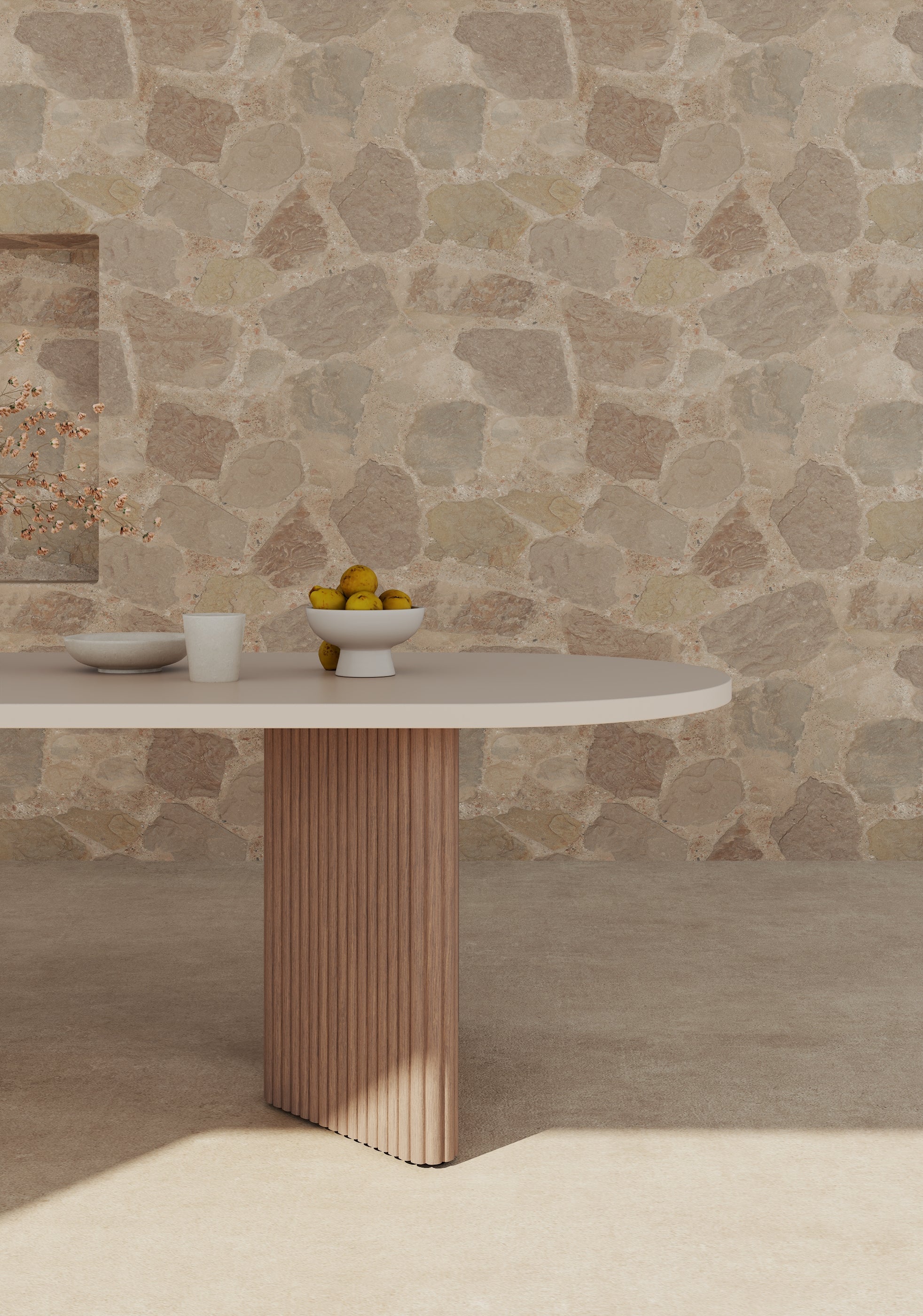 Tellus Outdoor Dining Table for 6-8 People, 106.3", Eucalyptus Wood & Super Stone