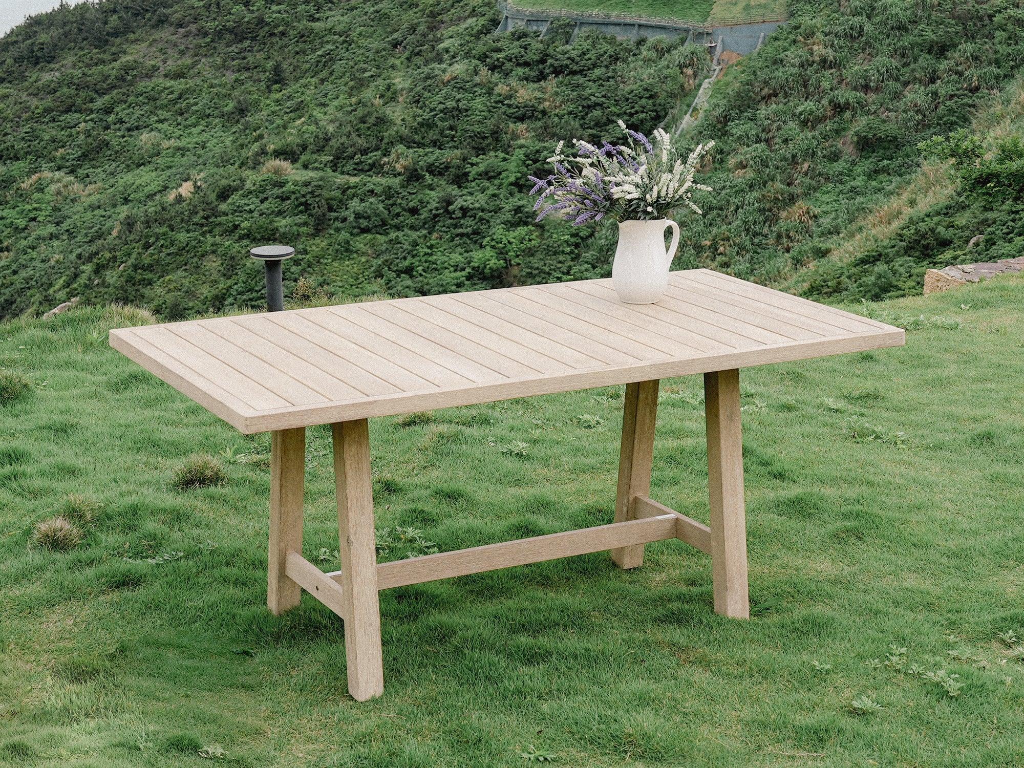 Thalea 67'' Rectangular acacia Wooden Dining Table for 6 People- Jardina Modern Premium Patio Outdoor Furniture