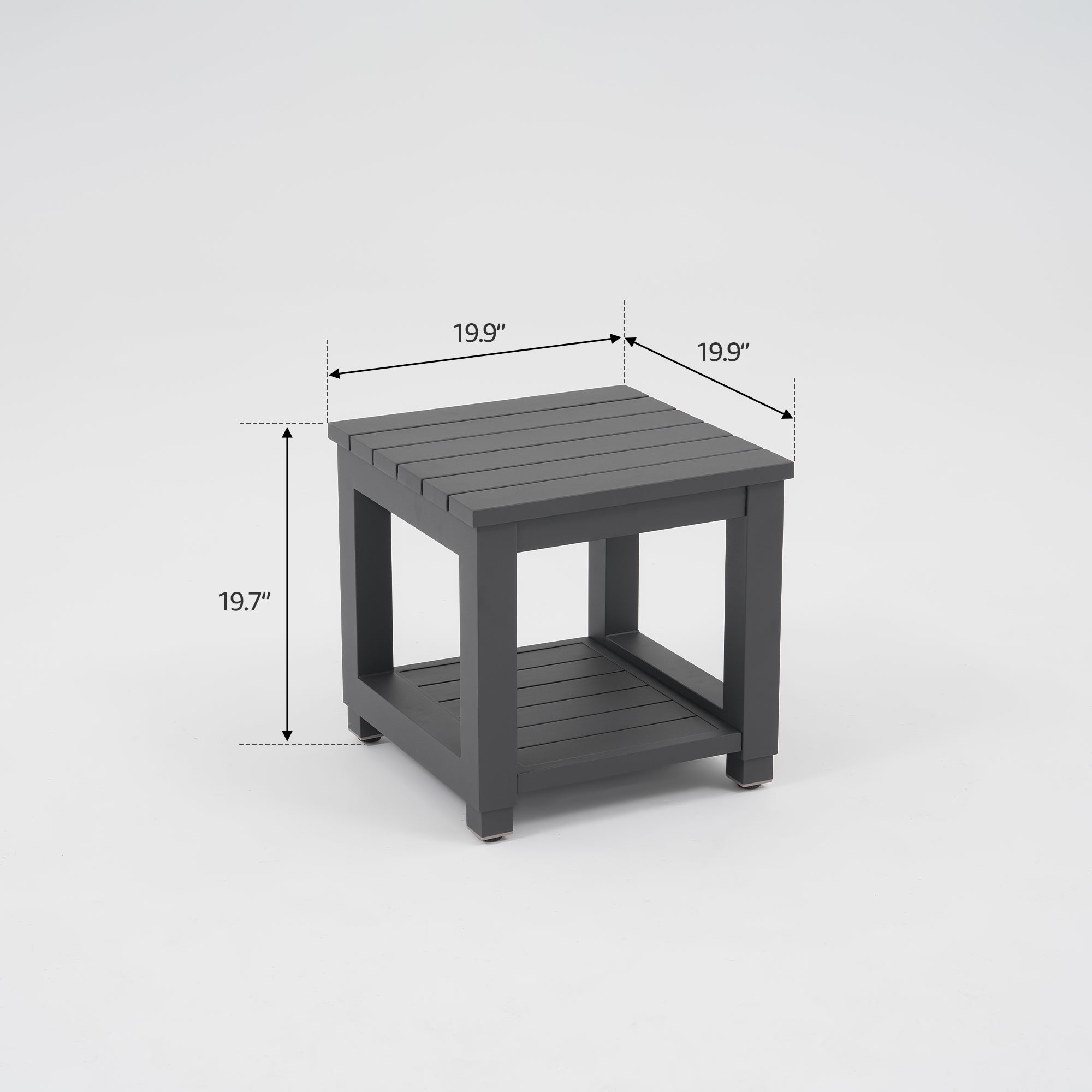 Gray side table with dimensions