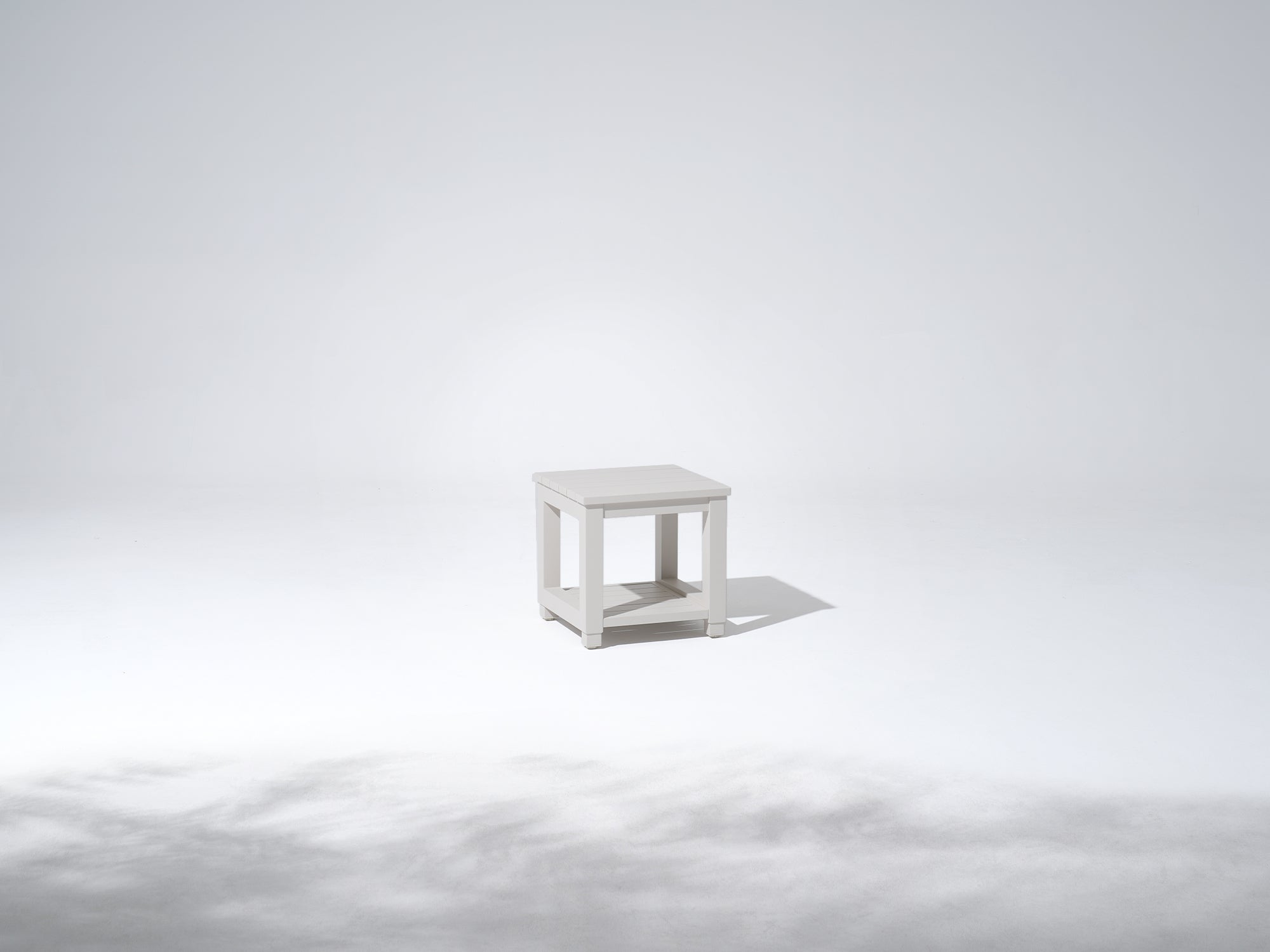 Vela Square Aluminum Outdoor Side Table, Charcoal/Oyester White