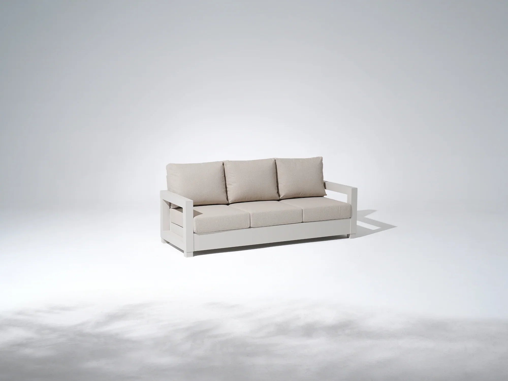 Aluminum Light Beige Outdoor Sofa, Olefin Linen Cushions