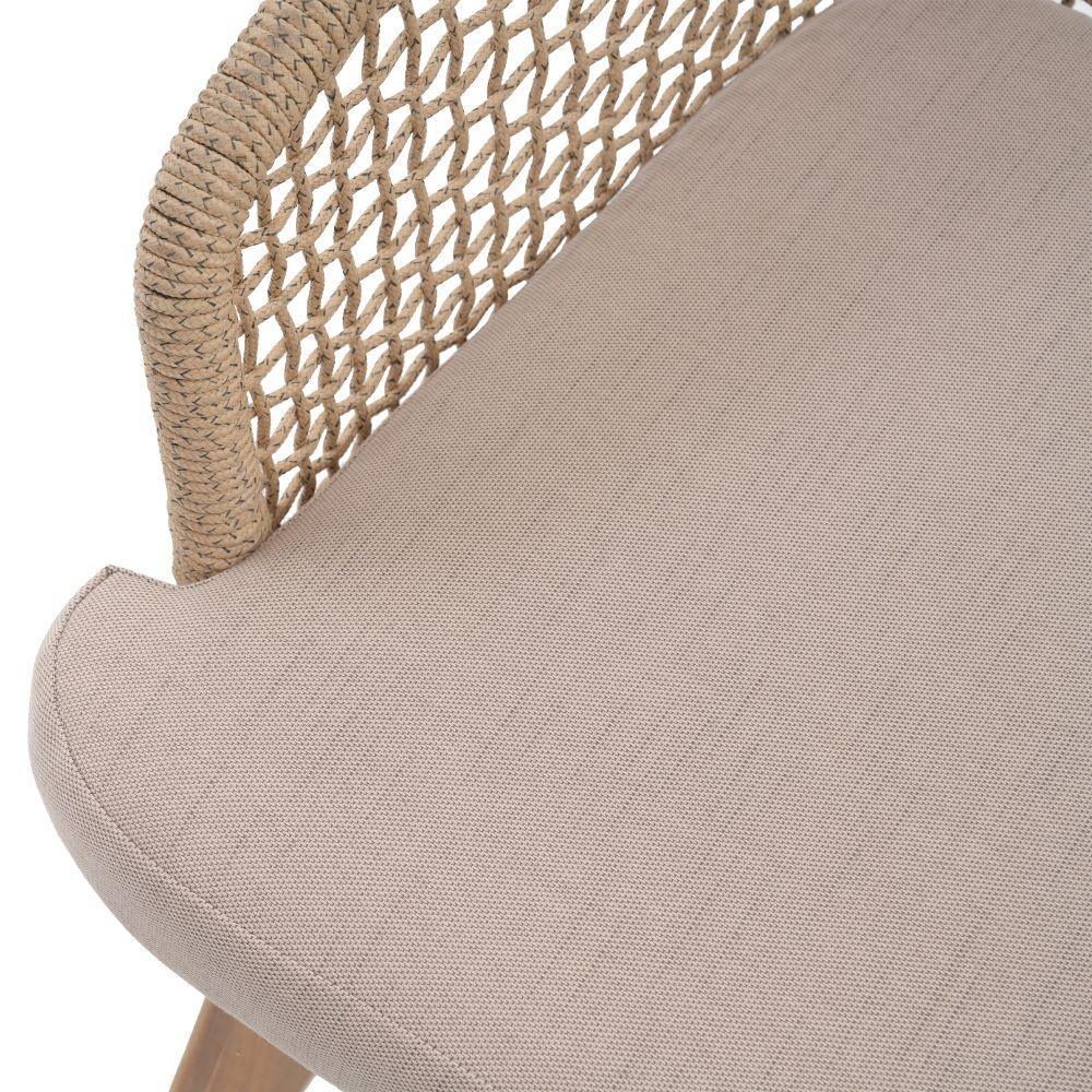 acacia wooden dining chair cushion detail- Jardina Modern Premium Patio Outdoor Furniture#Color_Beige