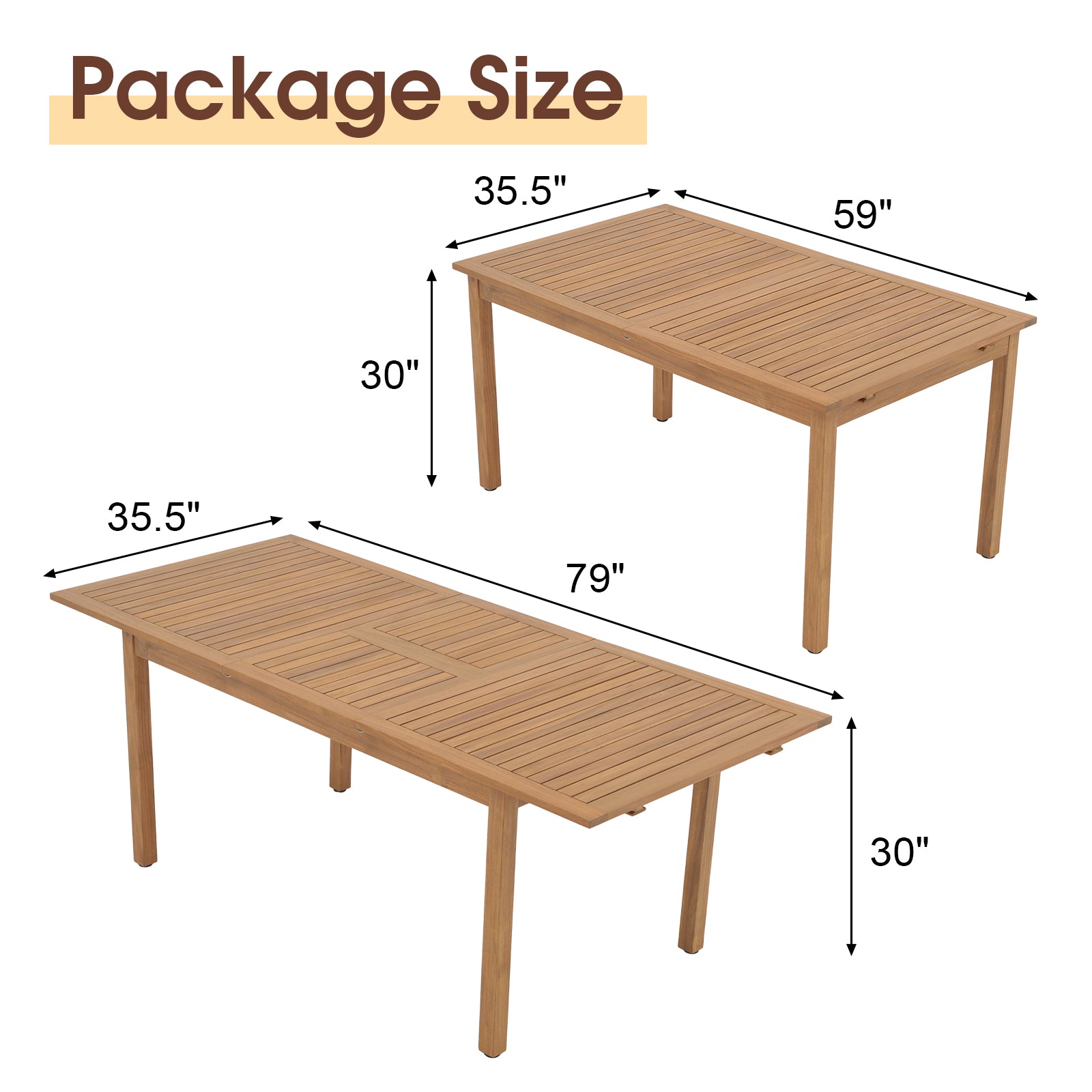 Menorca Wicker Patio Dining Set for 6, with Wood Extendable Table, 59'' to 79''