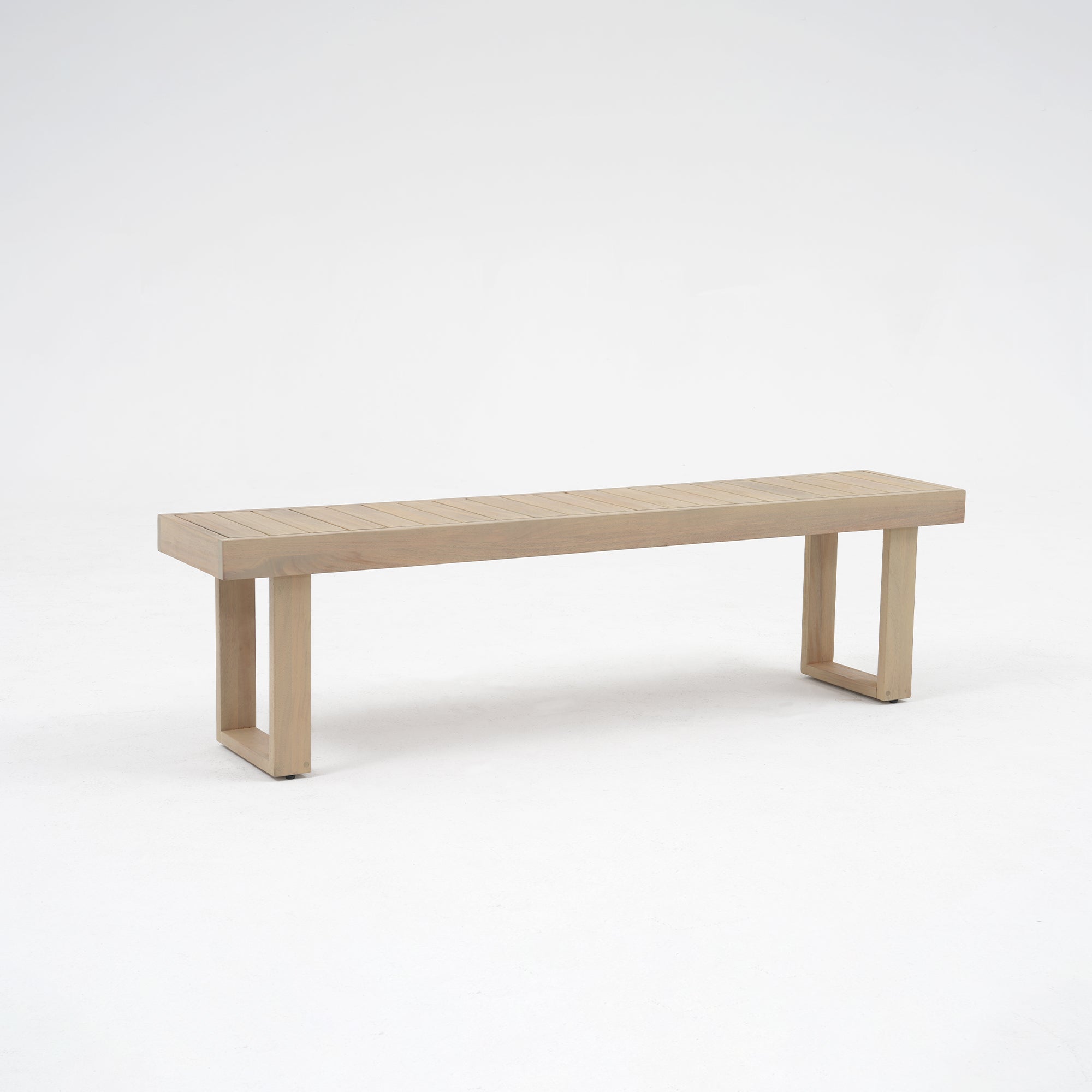 Outdoor Wood Bench with Sled Leg, Slatted Design, 63''