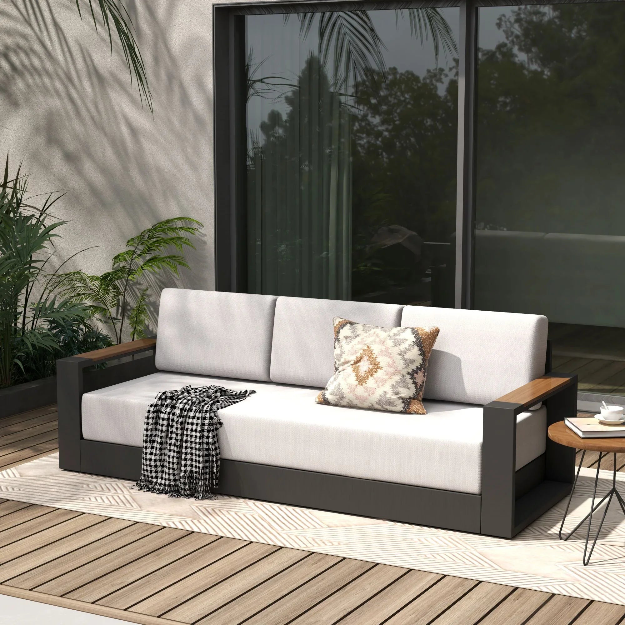 3 seats aluminum Outdoor sofa with cushions- Jardina Modern Premium Patio Outdoor Furniture