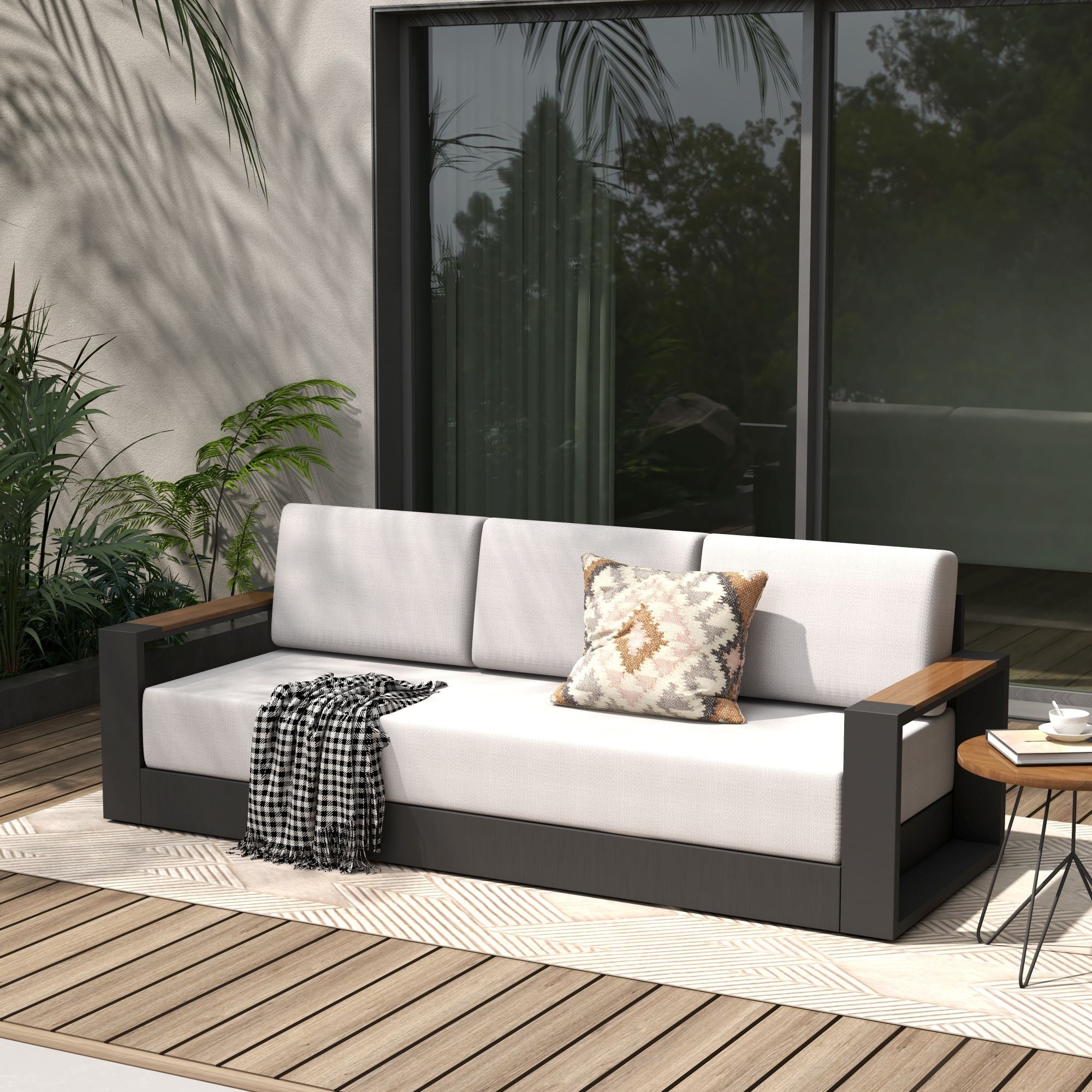 3 seats aluminum Outdoor sofa with cushions- Jardina Modern Premium Patio Outdoor Furniture