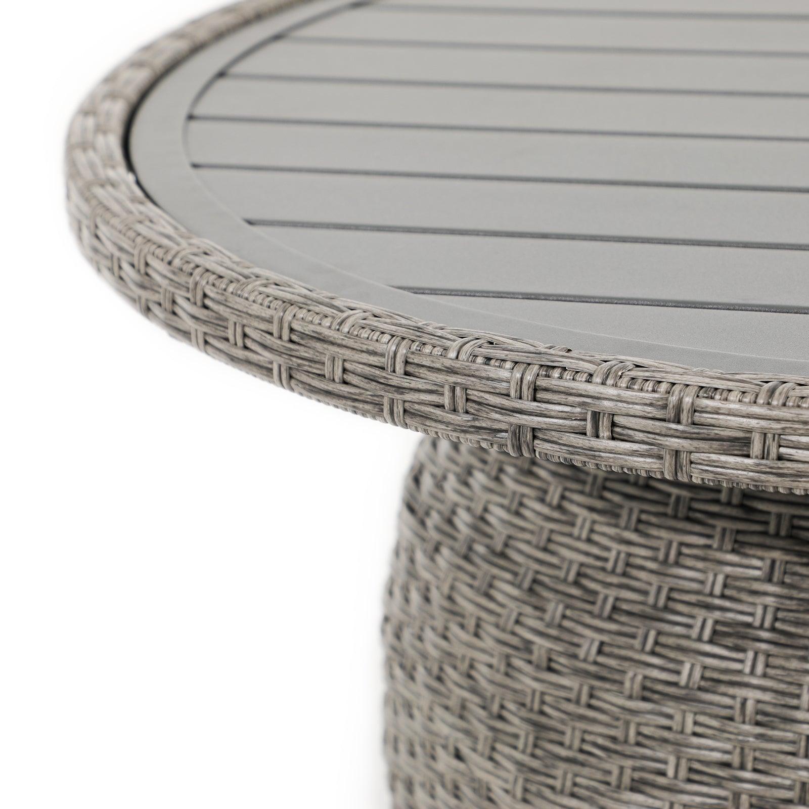 Boboli Wicker round Table, table side rattan detail - Jardina Furniture