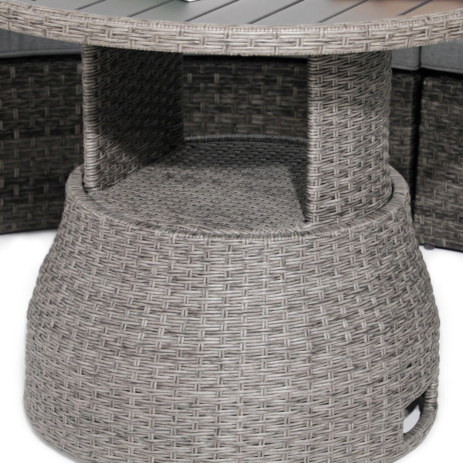 Boboli Wicker round Table, expand storage details - Jardina Furniture