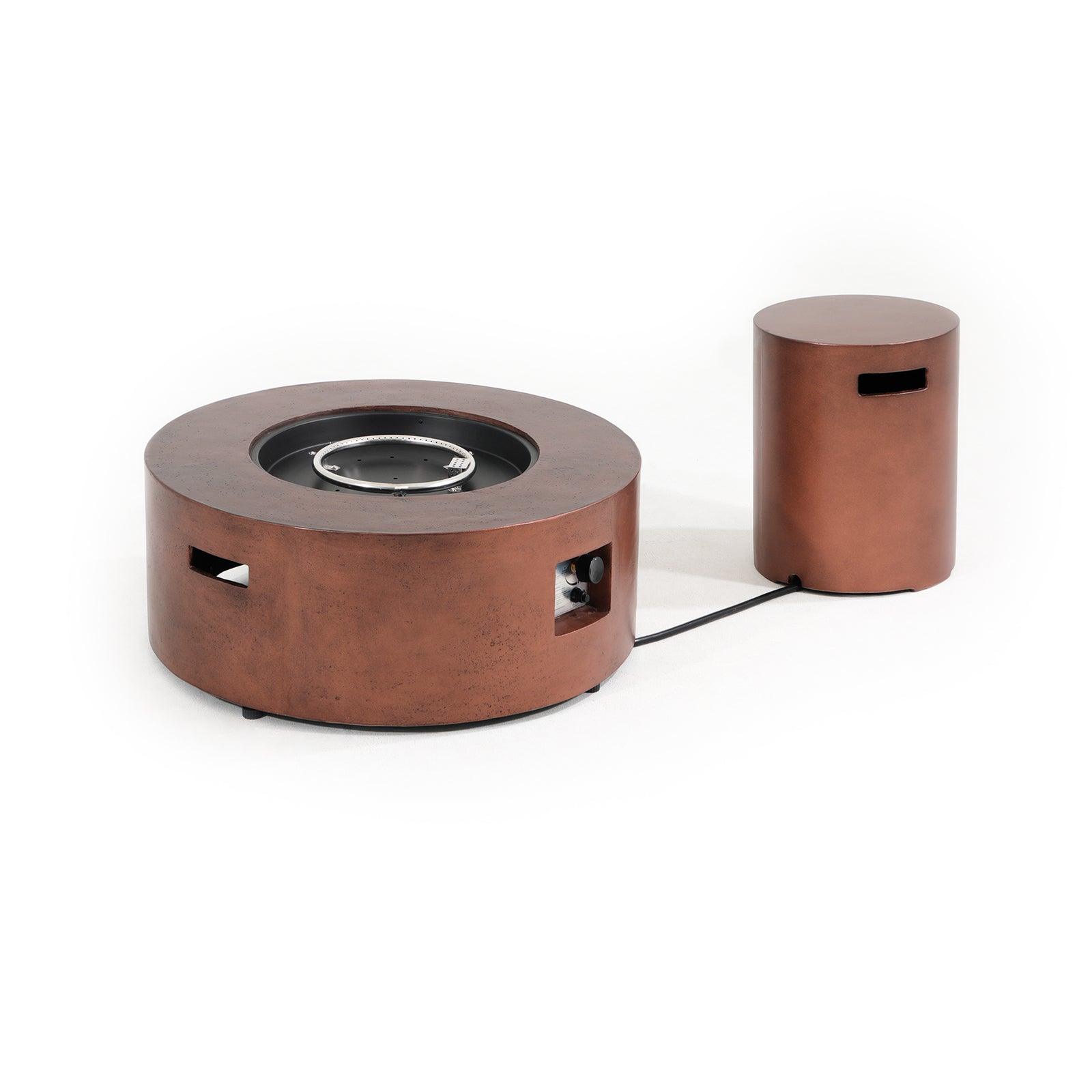 Boboli Modern Brown Propane Fire Pit with Tank Holder, front - Jardina Furniture #color_Bronze
