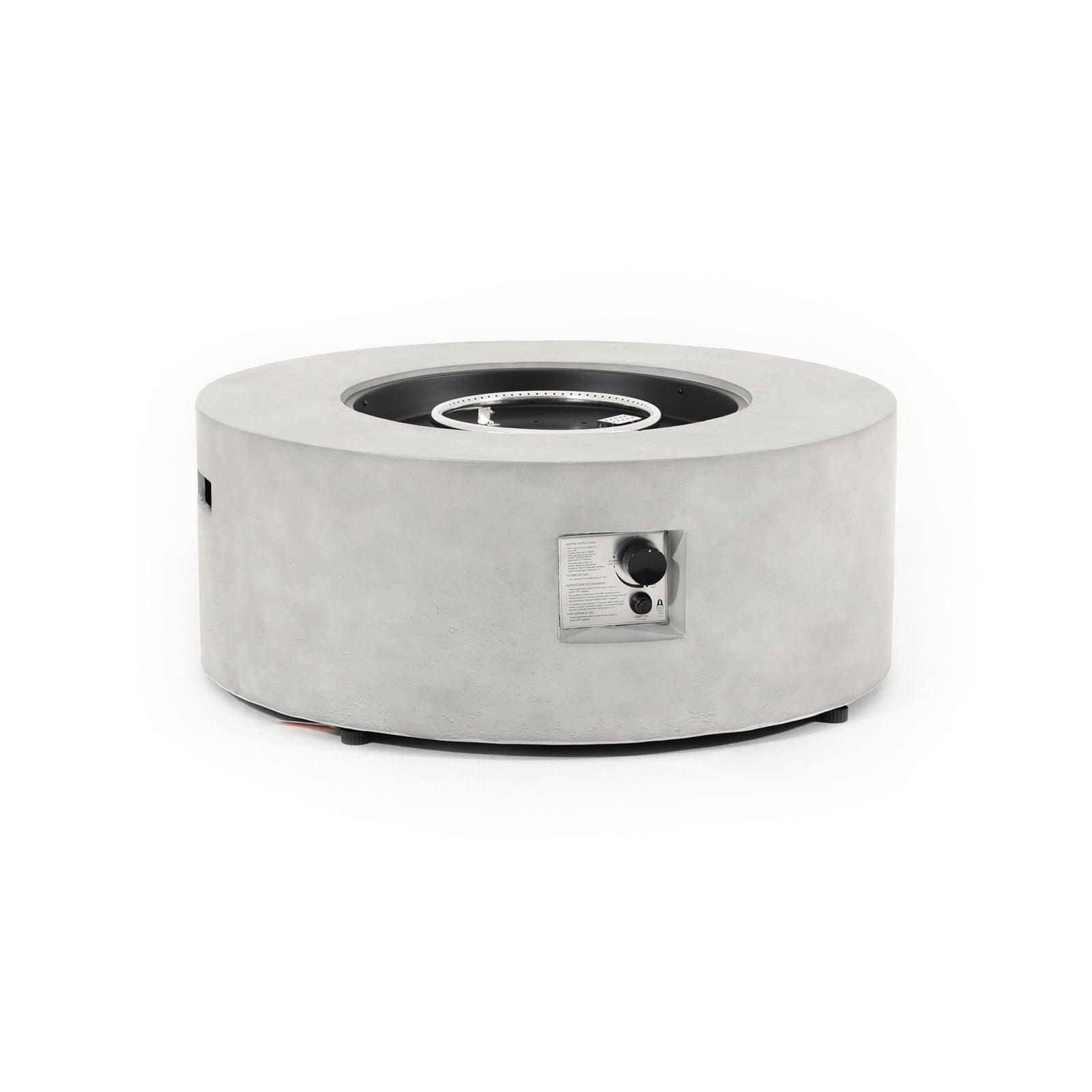 Boboli Grey Outdoor Propane Fire Pit, front - Jardina Furniture #color_Grey