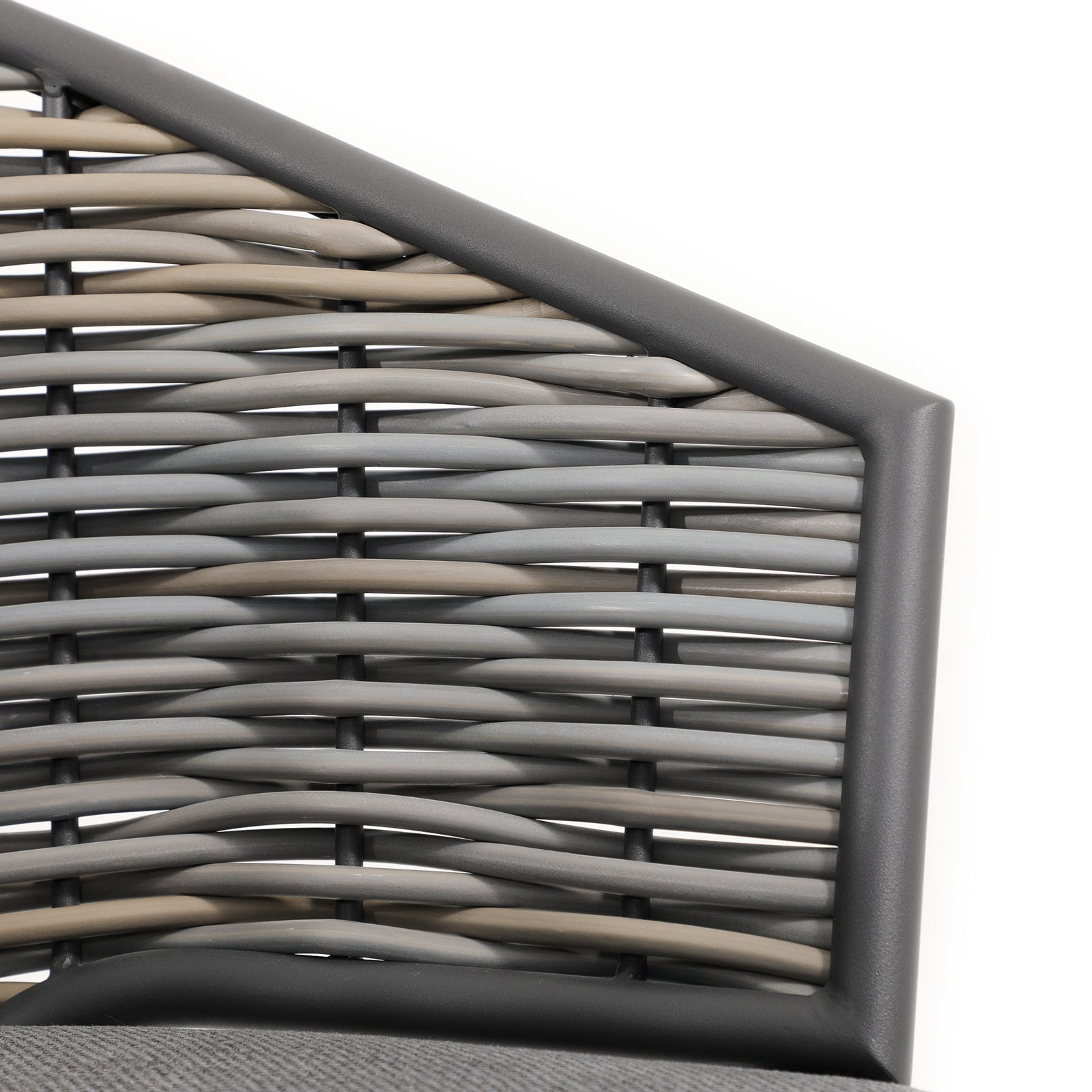 Burano Grey wicker Dining chair with two-colored rattan style, chair rattan close-up view - Jardina Furniture