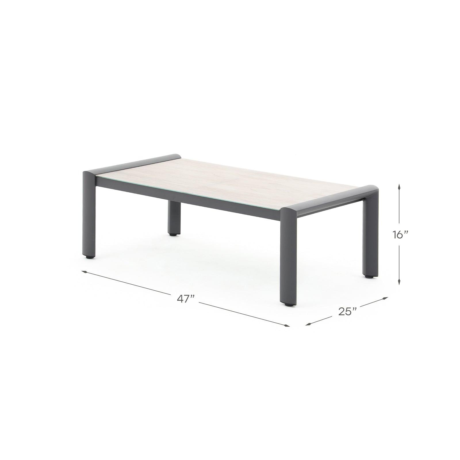 Capri grey outdoor table with aluminum frame, Dimension - Jardina Furniture