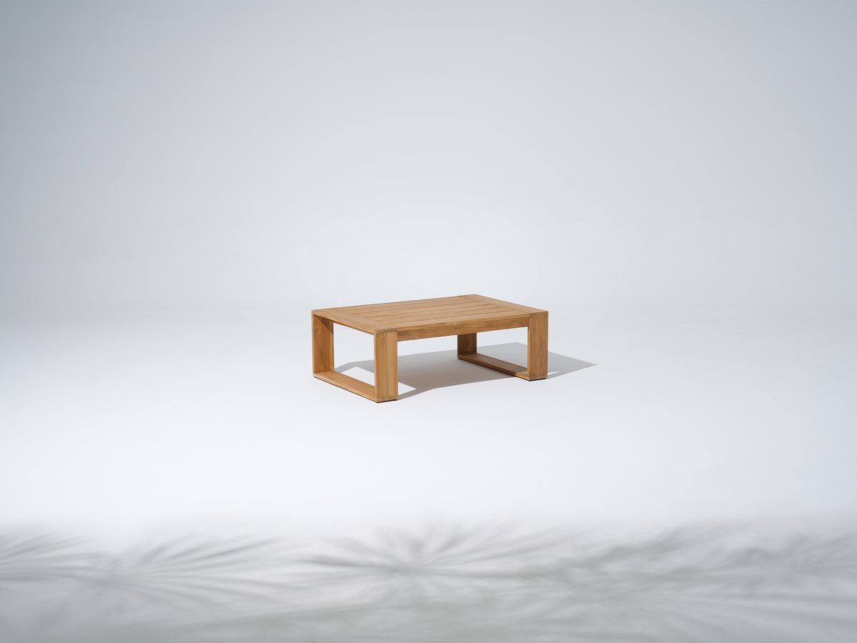 Braga FSC-Certified Solid Teak Slatted Outdoor Coffee Table, Rectangular Minimalist Patio Table