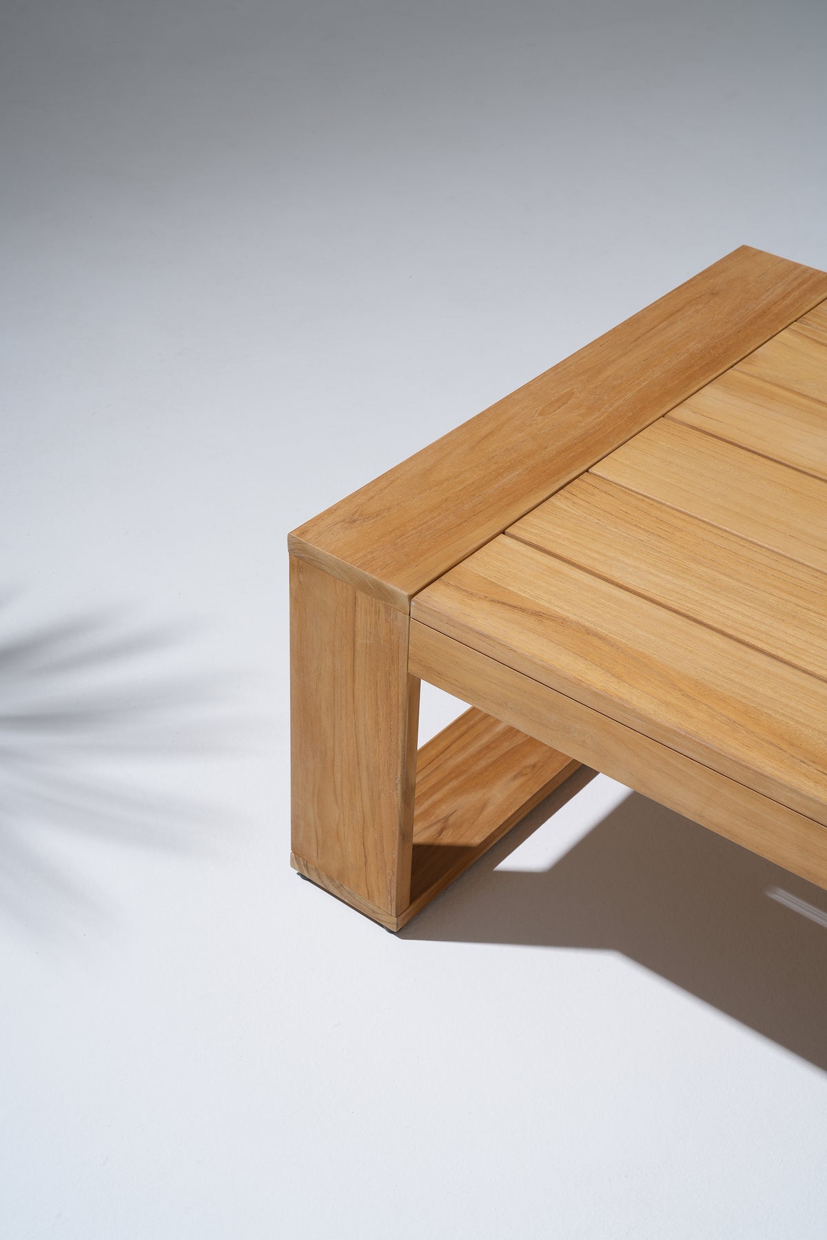Braga FSC-Certified Solid Teak Slatted Outdoor Coffee Table, Rectangular Minimalist Patio Table