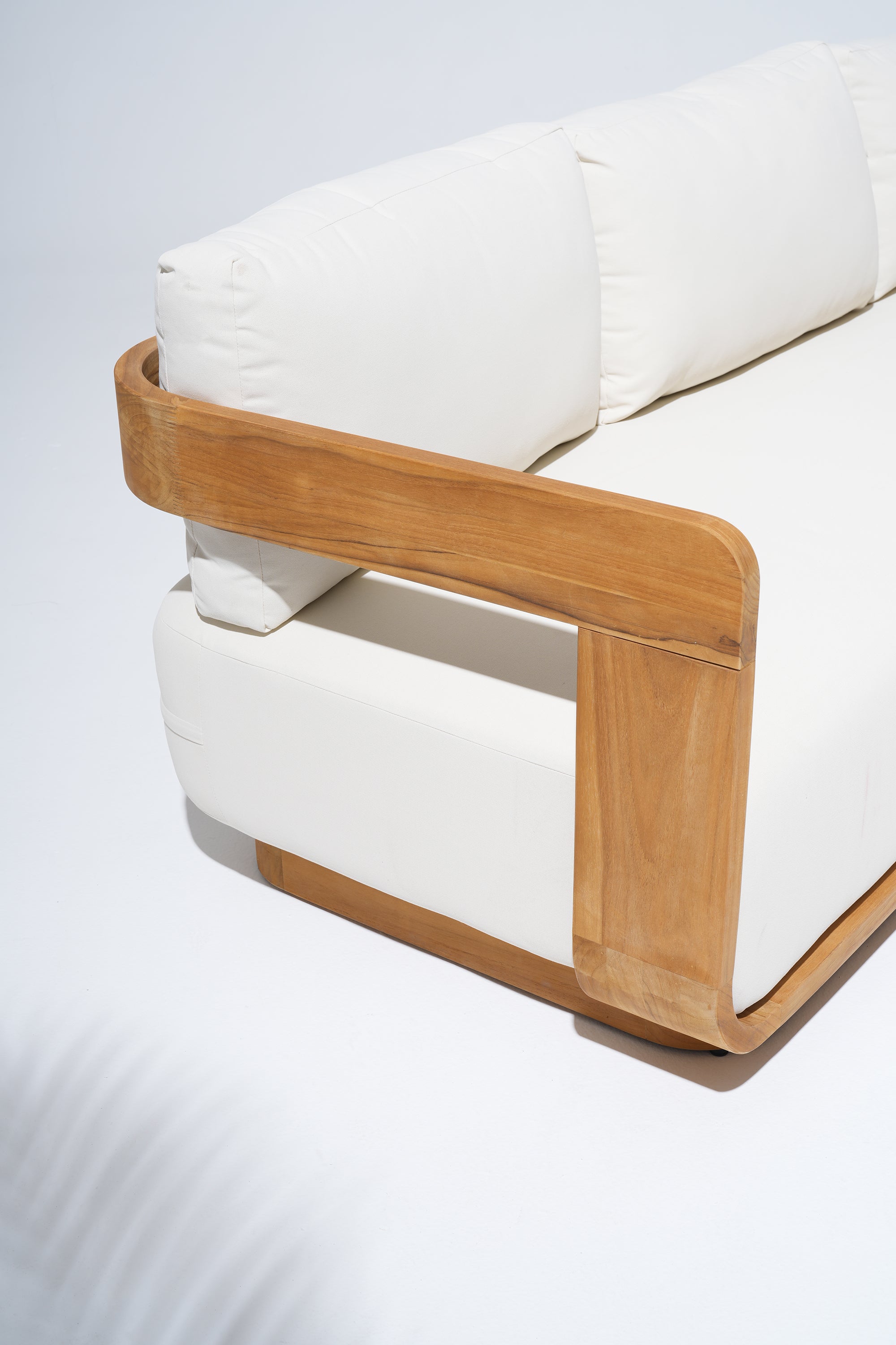 Sintra FSC-Certified Solid Teak Outdoor 3-Seater Sofa, Sculptural Frame with Olefin Cushions