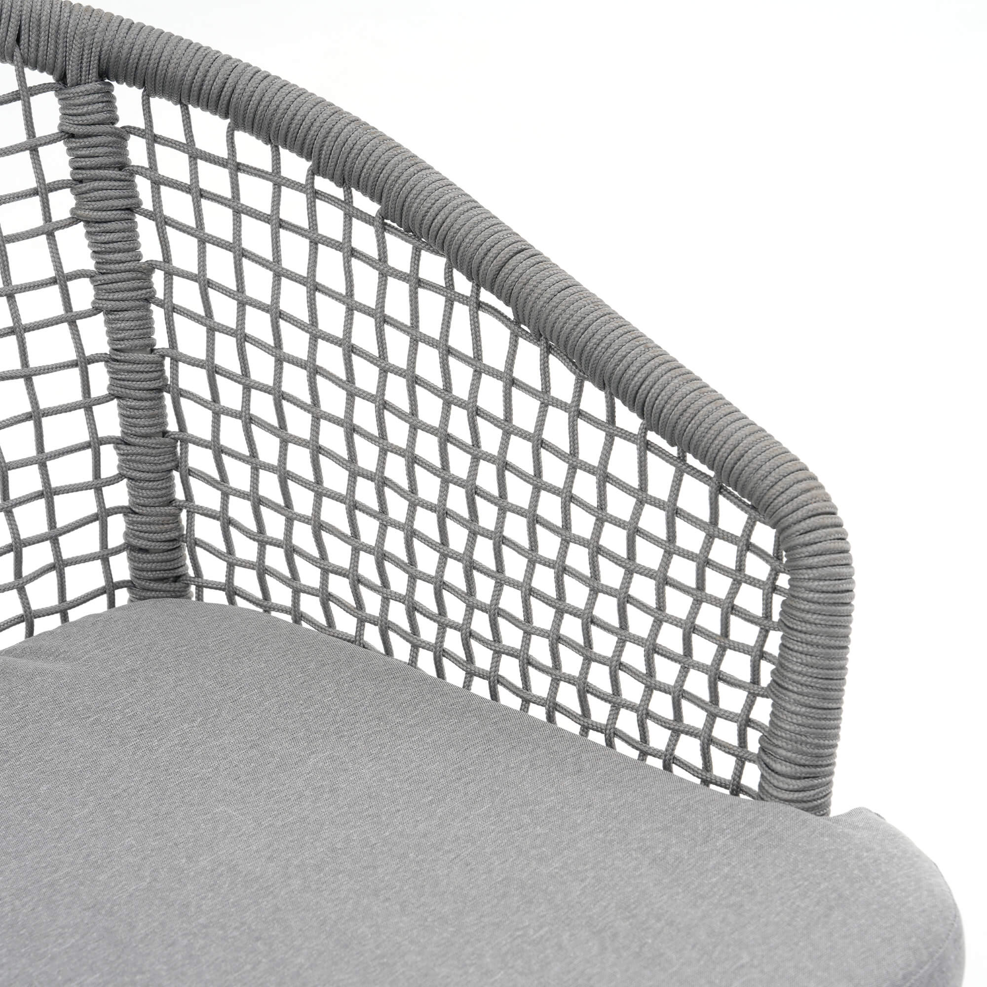 wooden outdoor dining chair rope detail- Jardina Modern Premium Patio Outdoor Furniture#Color_Grey