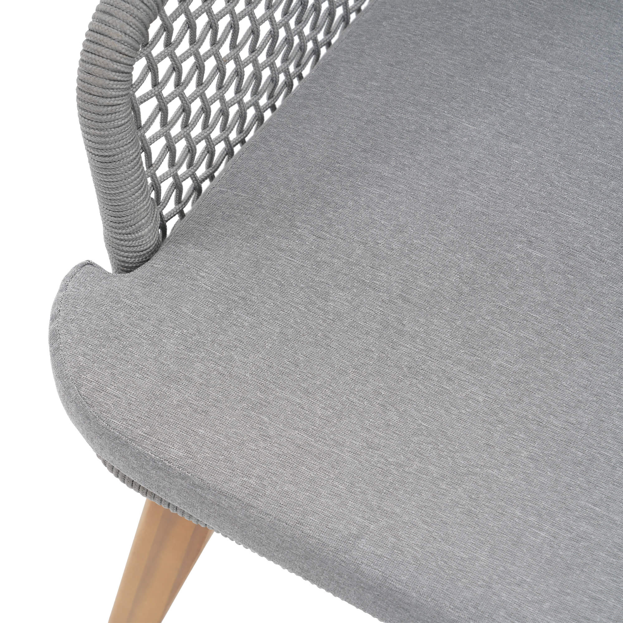 wooden outdoor dining chair gray cushion detail- Jardina Modern Premium Patio Outdoor Furniture#Color_Grey