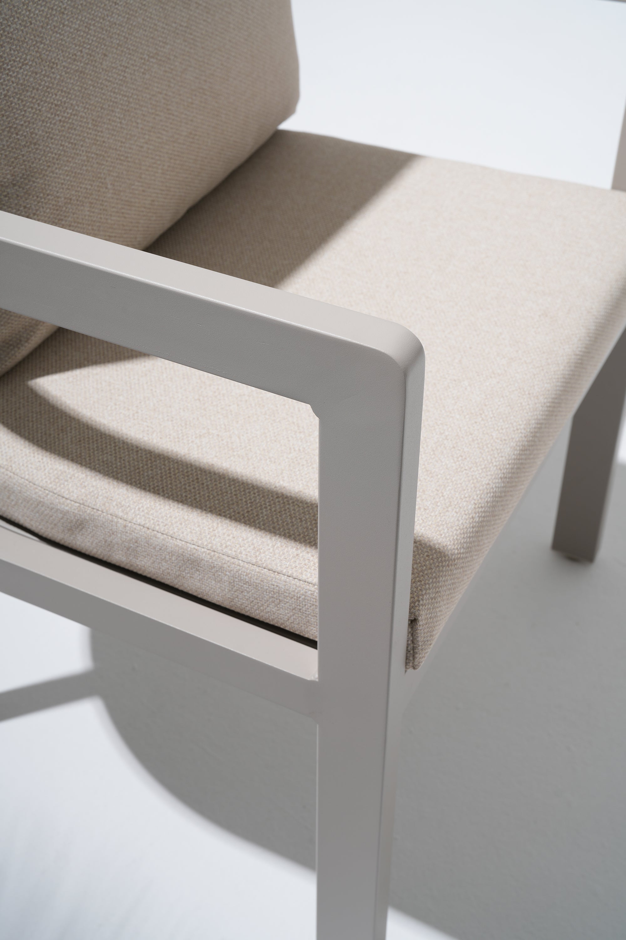 Sova Aluminum Outdoor Dining Chair, Warm Greige Frame & Linen Cushions Set of 2/4/6