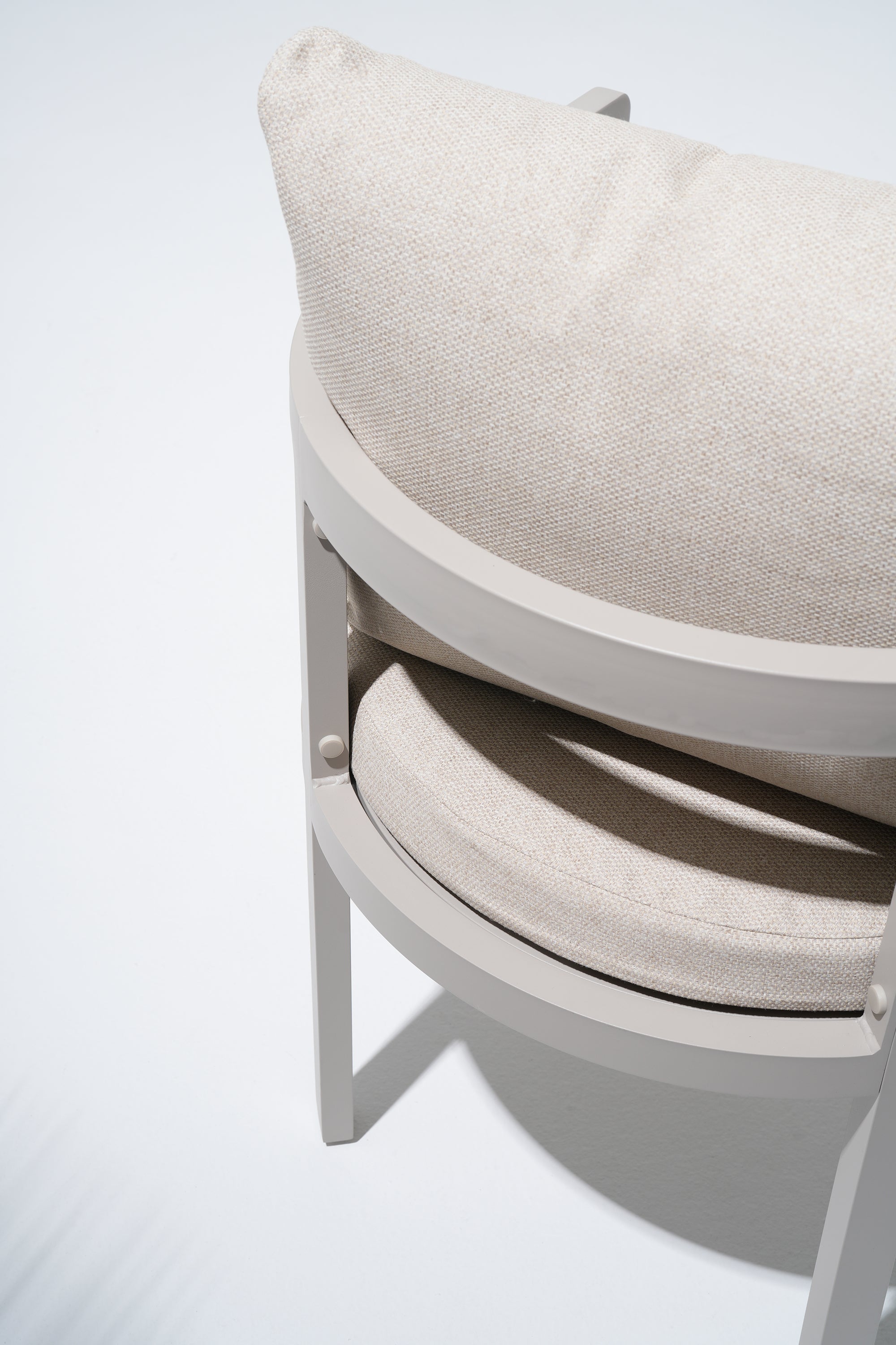 Sova Aluminum Outdoor Dining Chair, Warm Greige Frame & Linen Cushions Set of 2/4/6