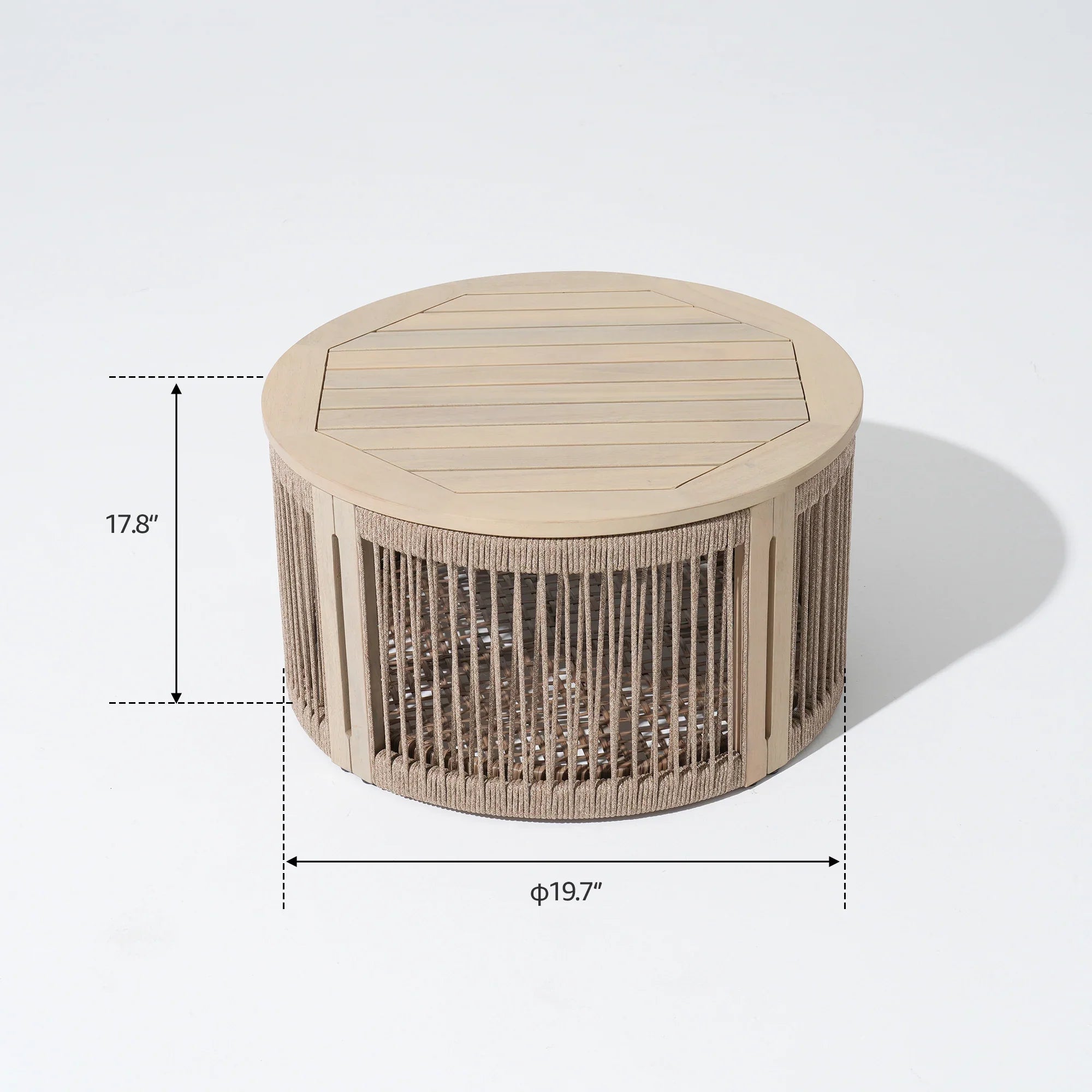Foristern Wooden Outdoor Conversation Sets with Rope Design, Round Coffee Table