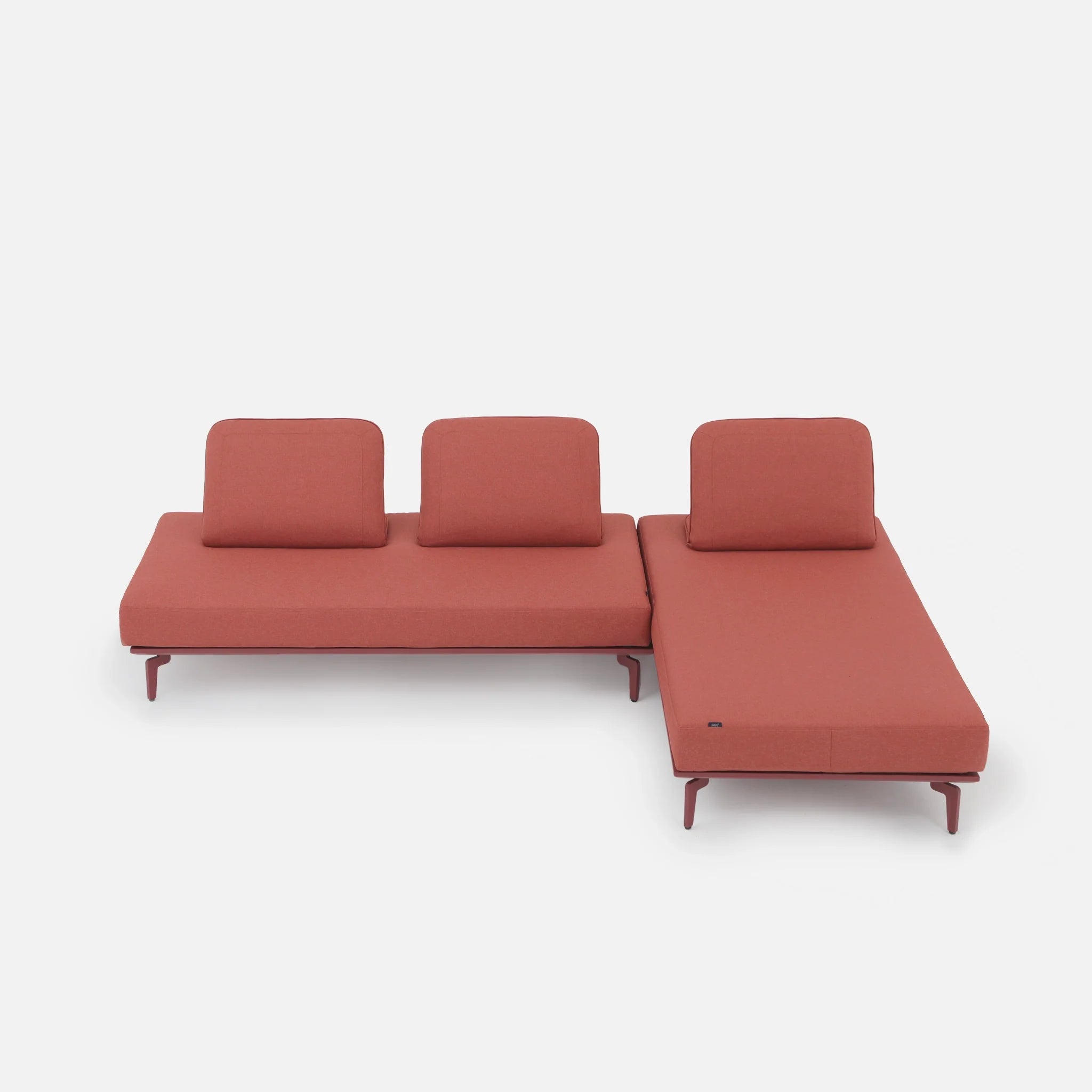 Autour Red L-Shaped Outdoor Lounge Set with adjustable back, aluminum sectional sofa with cushions- Jardina Premium Modern Outdoor Patio Furniture set