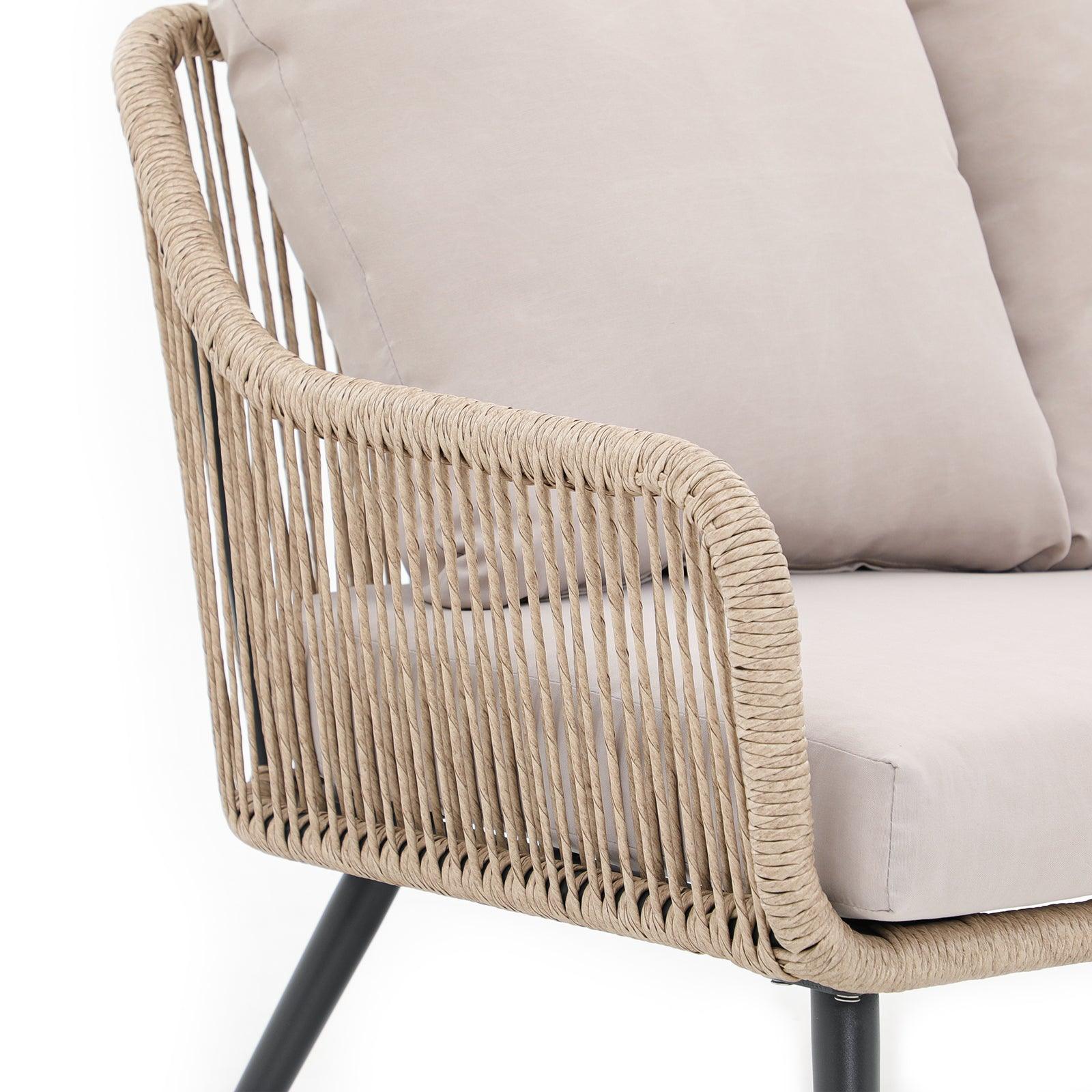 Hallerbos outdoor rattan sofa with steel frame, rattan detail - Jardina Furniture#Color_Natural
