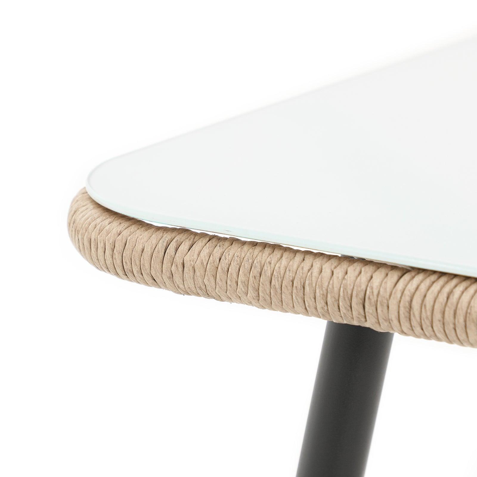 Hallerbos natural outdoor rattan Bar Table with steel frame, rattan detail - Jardina Furniture - 1