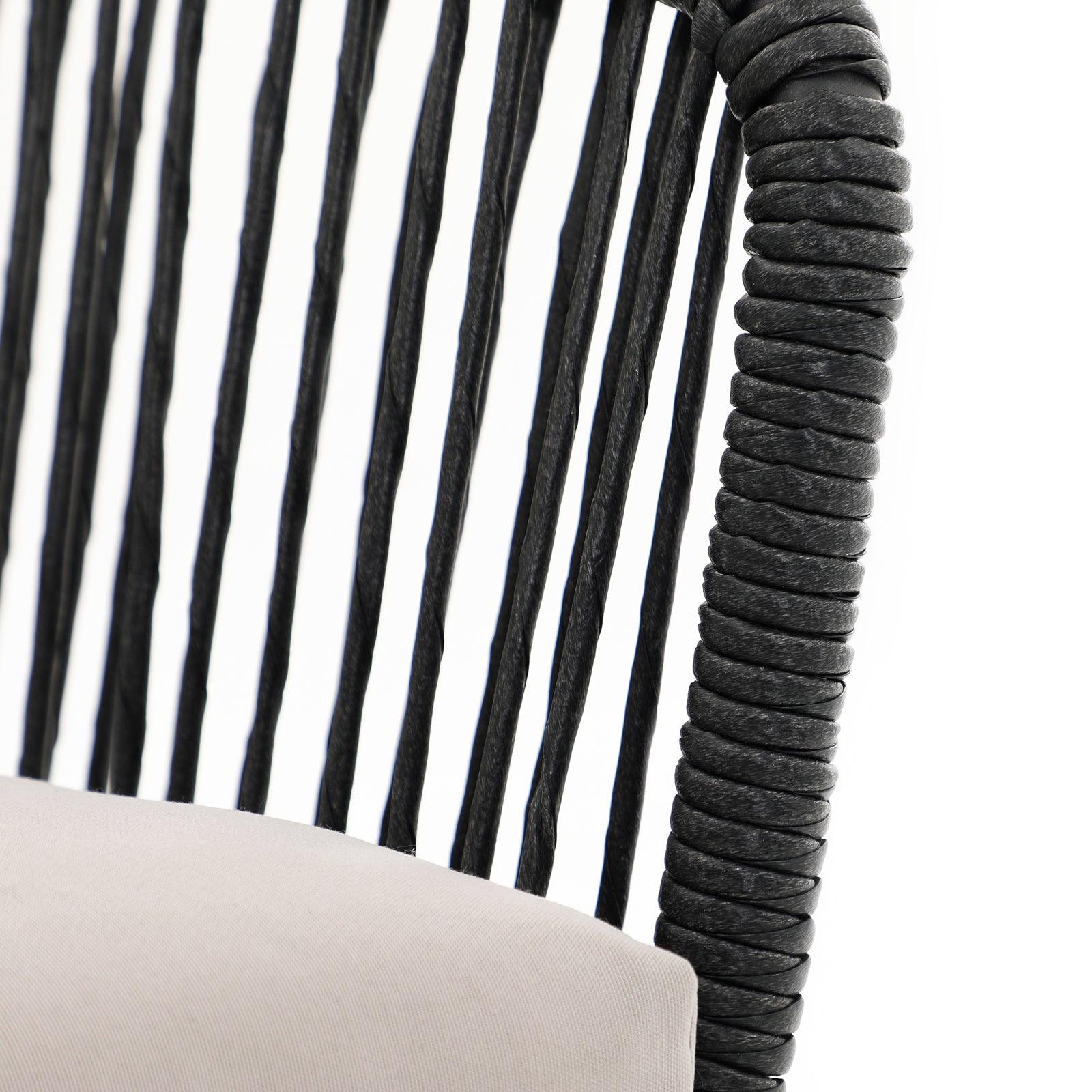 Hallerbos rattan Dining Chair with steel frame, black rattan details- Jardina Furniture#Color_Black