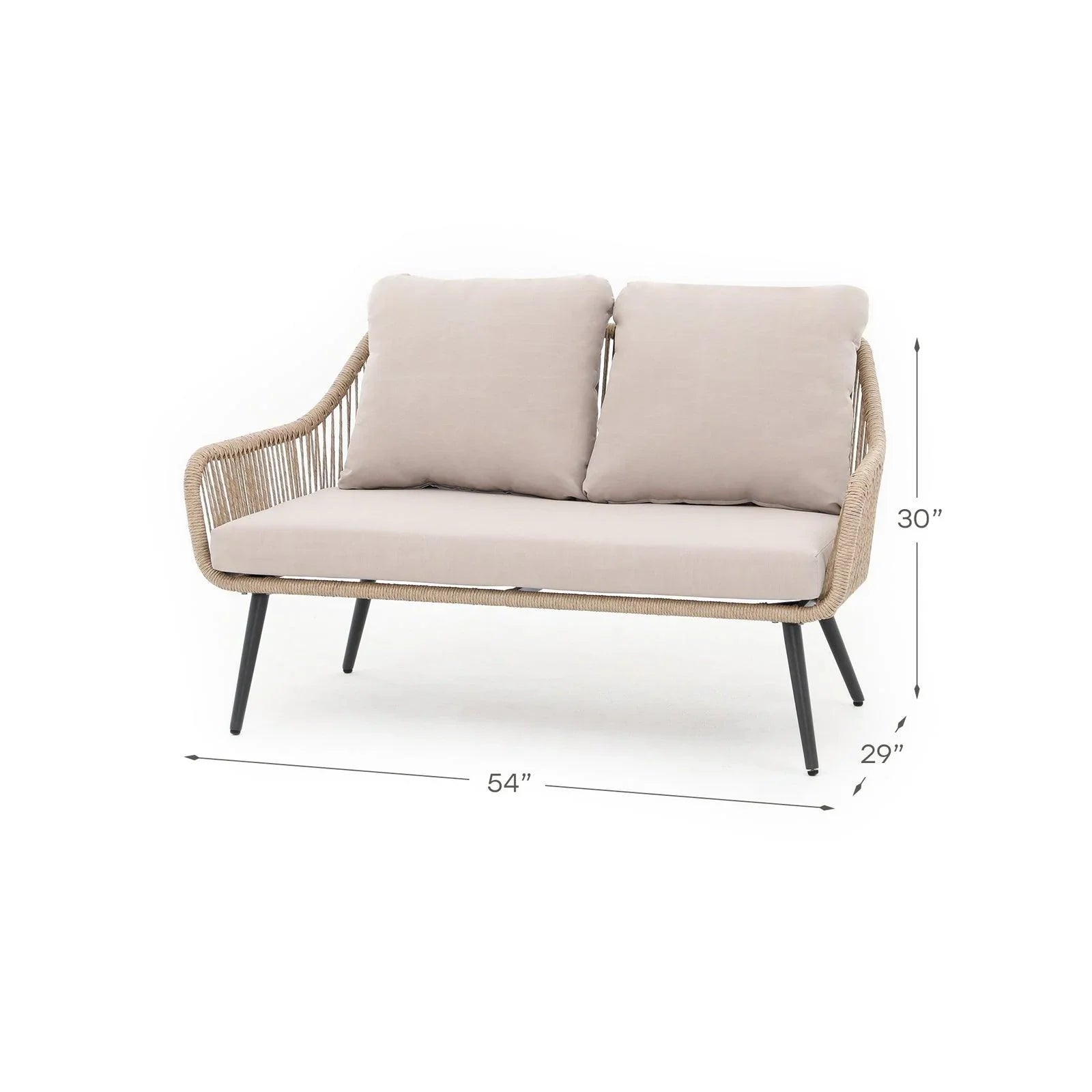 Hallerbos outdoor loveseat set, loveseat dimension info - Jardina Furniture#Color_Natural#Color_Natural