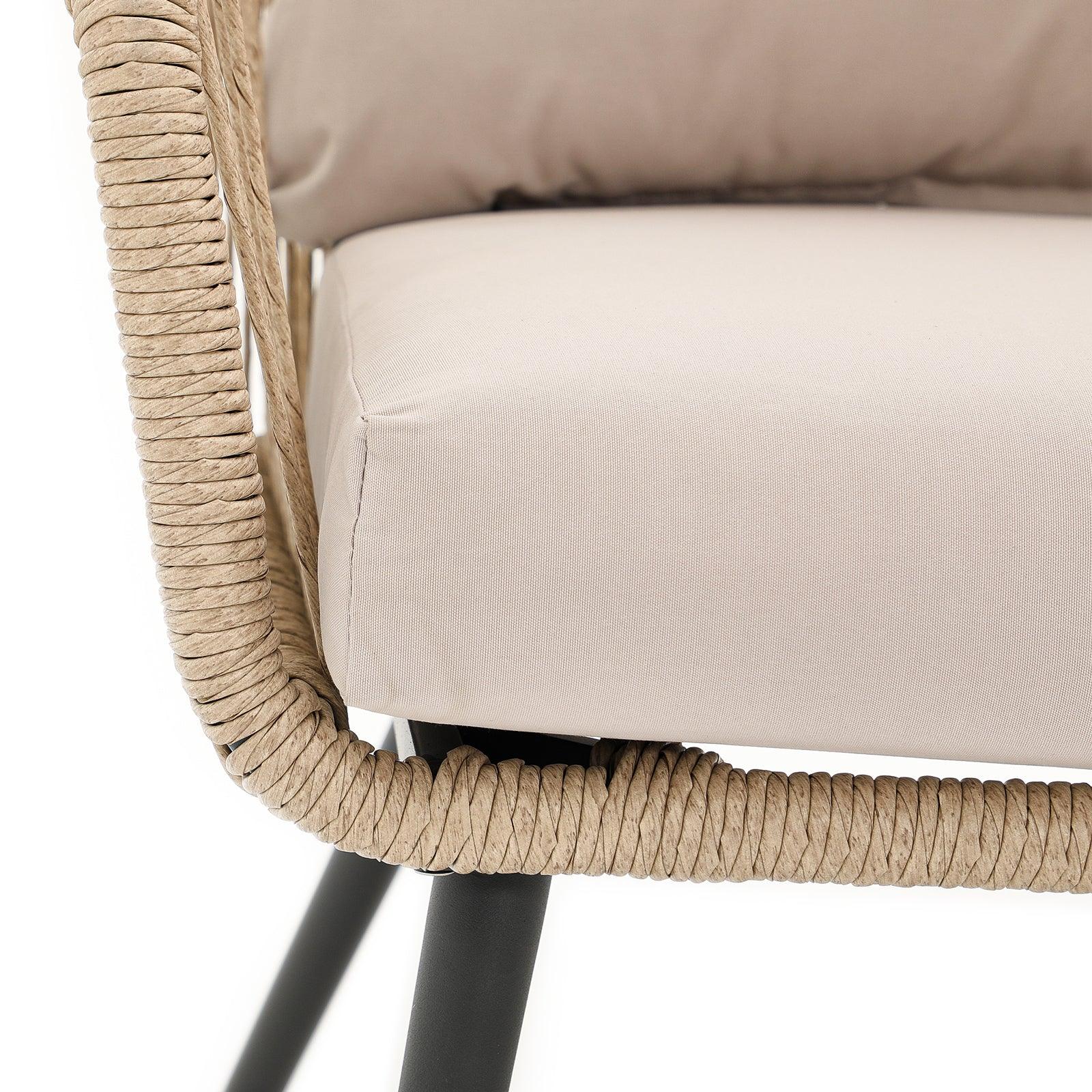 Hallerbos natural outdoor lounge chair with steel frame, beige cushion, cushion detail - Jardina Furniture#Color_Natural