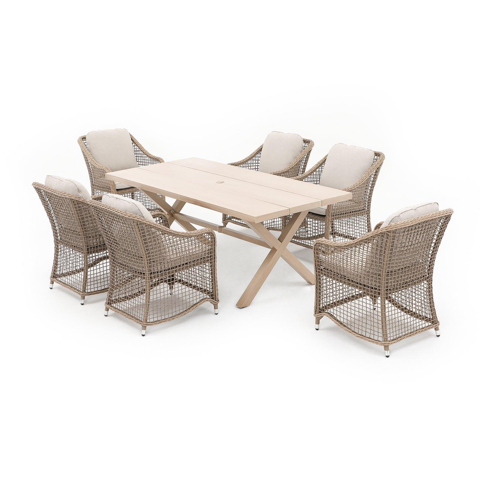 Irati natural color outdoor dining set #color_Natural #Pieces_7-pc.
