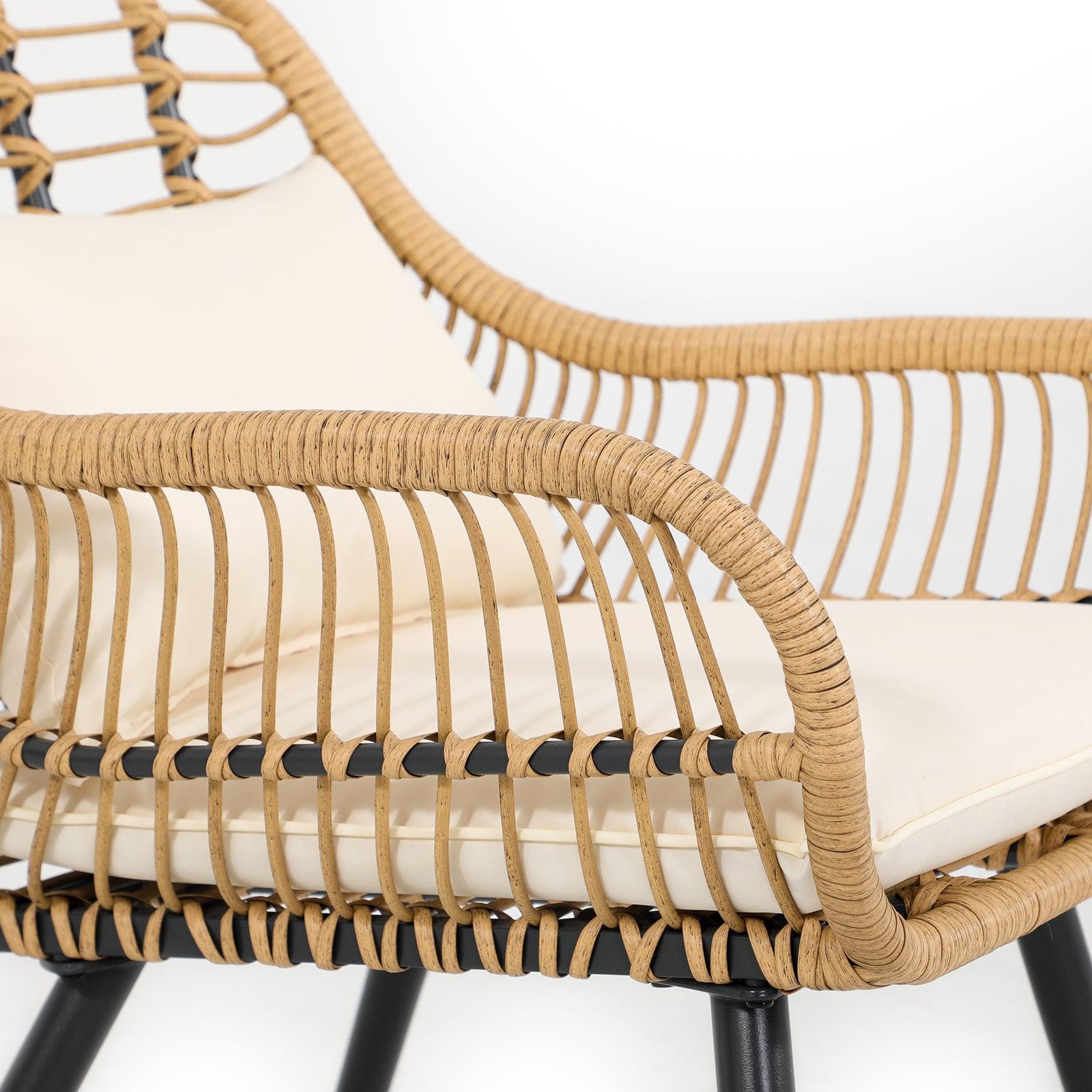 Oia Natural Wicker Chair, White Soft Cushion. Armrest Detailed Information-Jardina Furniture#Color_White