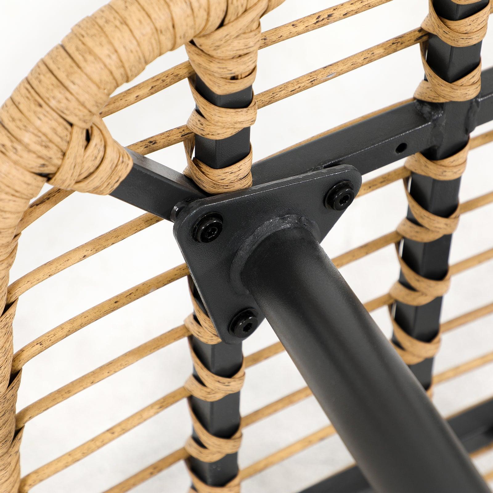 Oia Natural Wicker Chair, Rust-proof Frame, Poweder-Coated Steel Leg, Detailed Information-Jardina Furniture#Color_Black