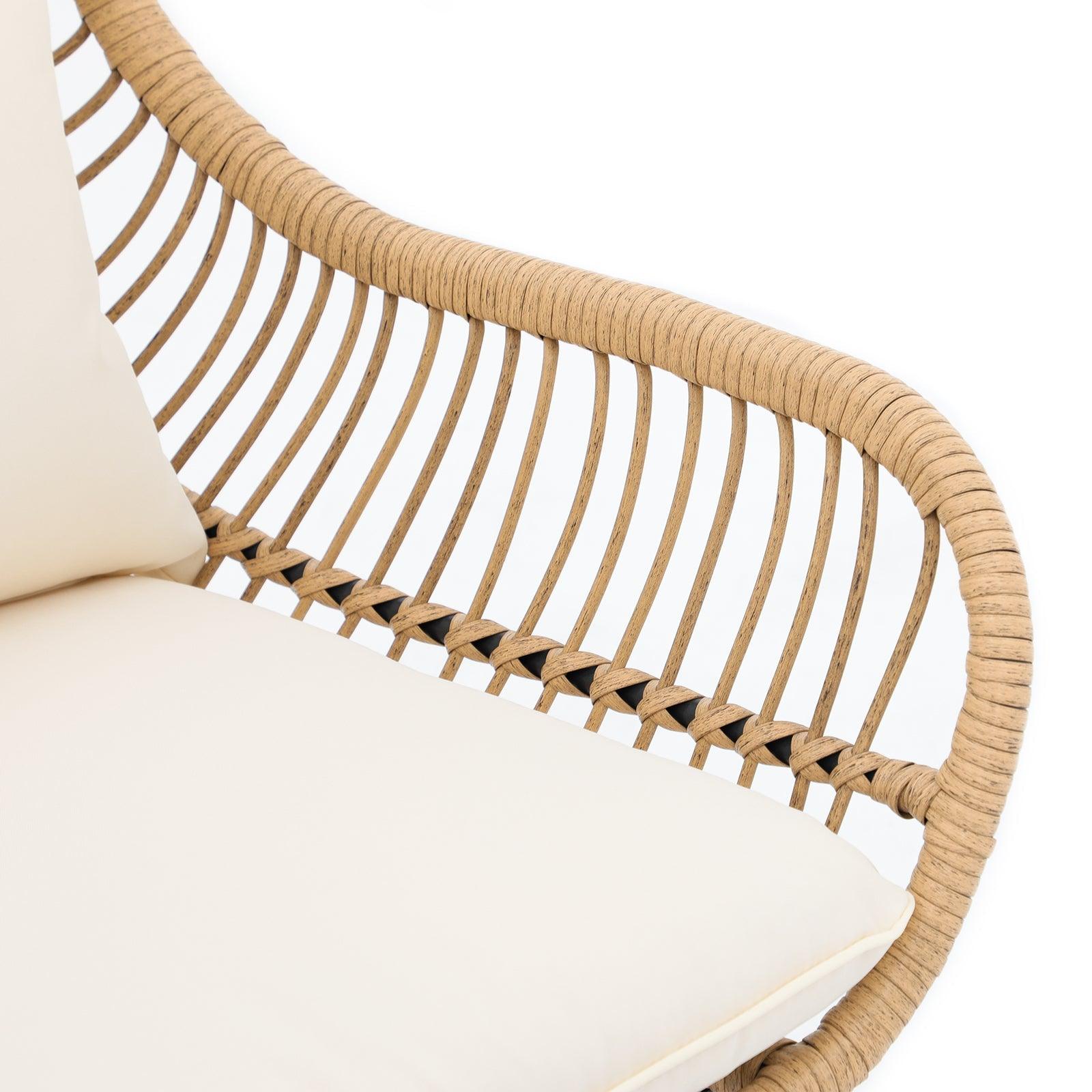 Oia Natural Wicker Chair, Boho Style Wicker, White Cushion, Hand-woven Wicker Detailed Information-Jardina Furniture - 3#Color_White