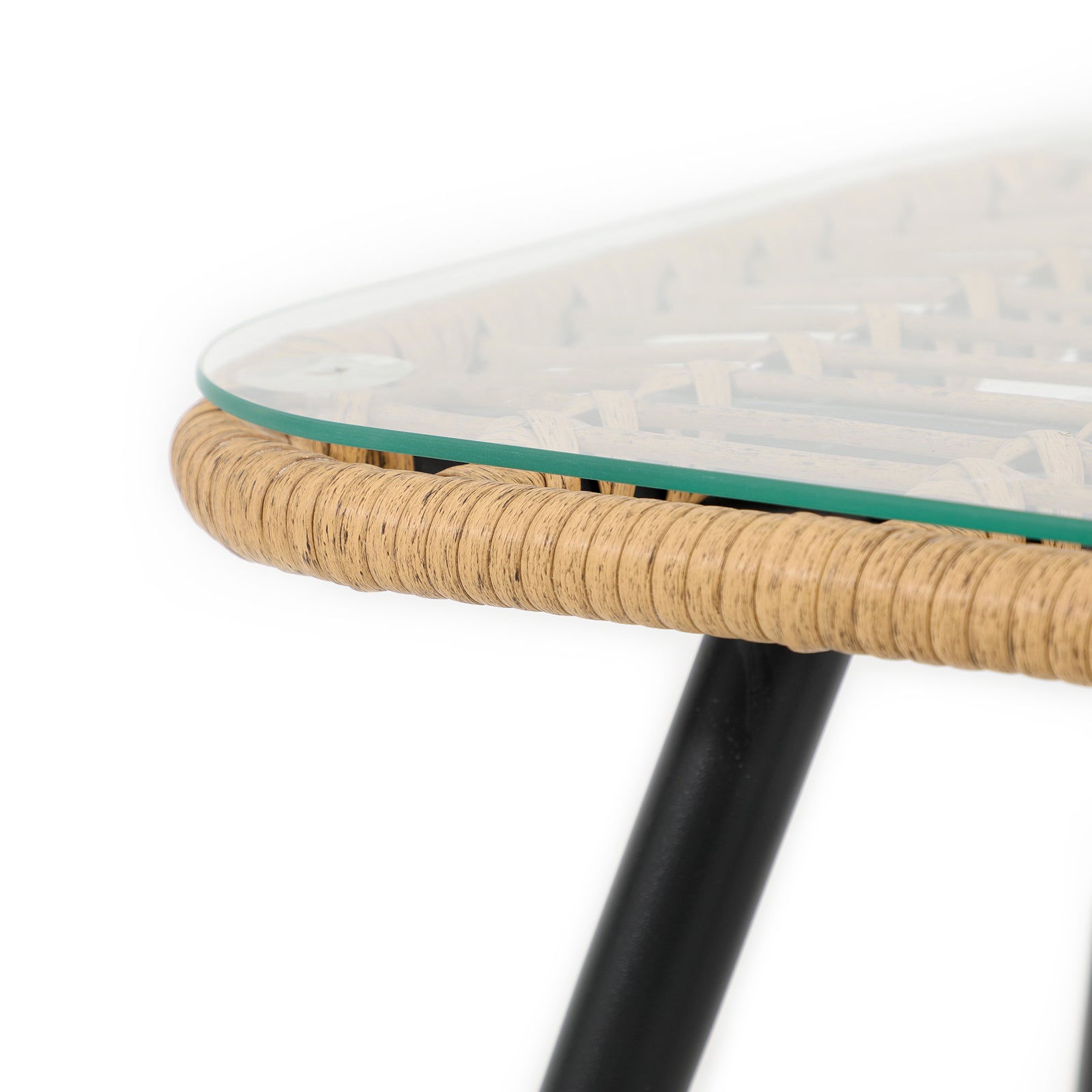 Oia Natural Wicker Table, Square Table with tempered glass, Detailed Information-Jardina Furniture
