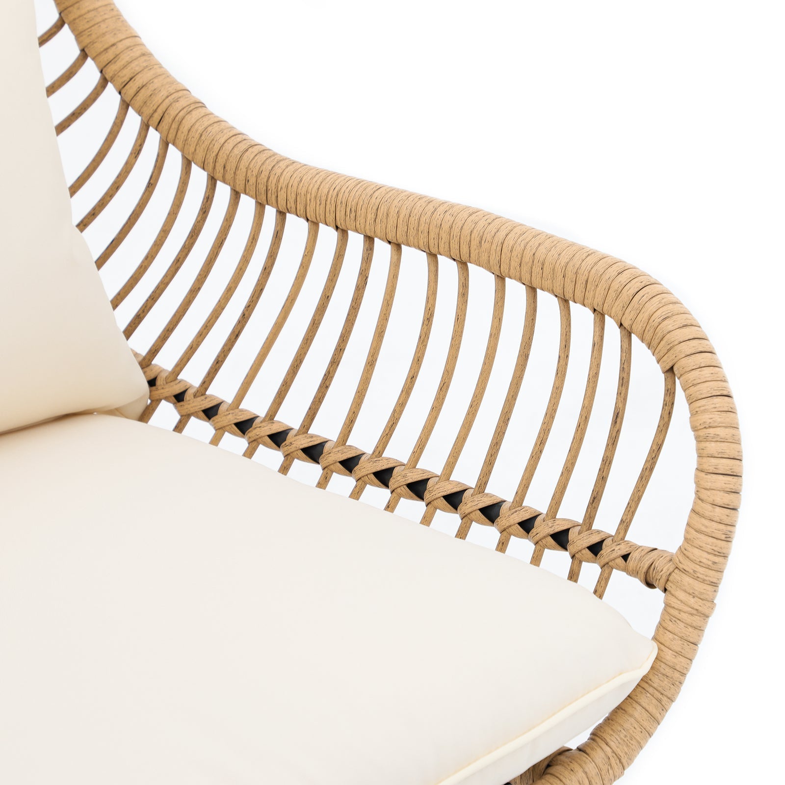 Oia Natural Wicker Chair, Boho Style Wicker, White Cushion, Hand-woven Wicker Detailed Information-Jardina Furniture - 3#Color_White