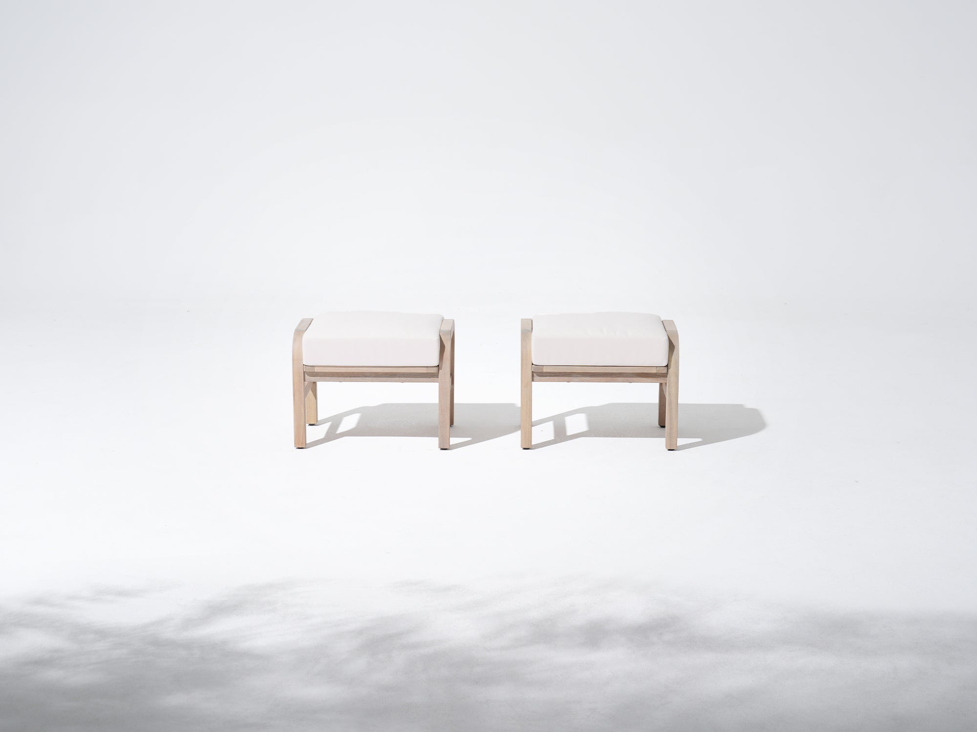 Thalea Textured Wooden Outdoor Ottomans and Footstools